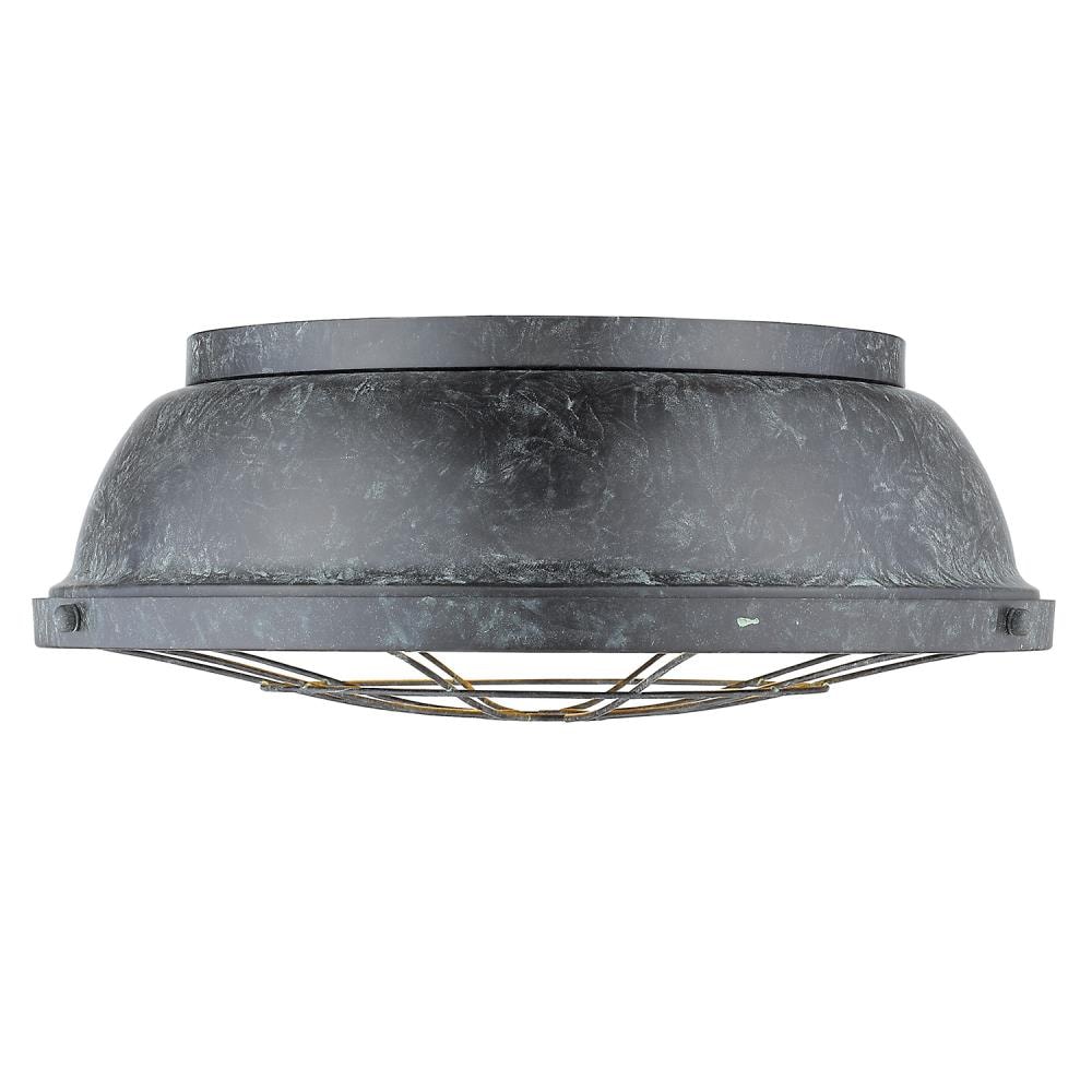 Golden Lighting 7312-FM16 BP Bartlett 3 -Light 16.5-in Brushed Black Flush Mount Light