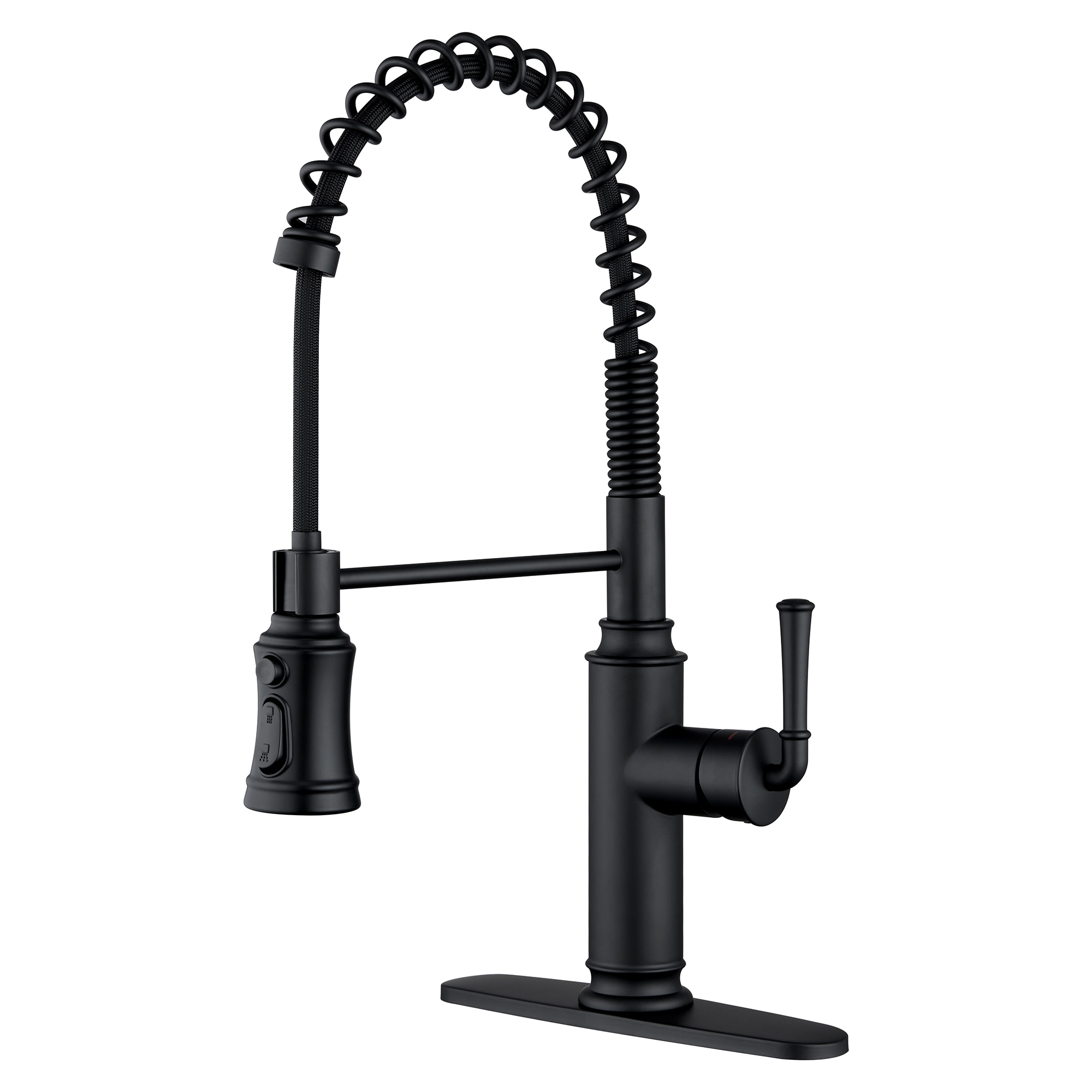 CASAINC CA-YWC995 Kitchen Faucet with Pull Down Sprayer Matte Black Single Handle Deck-mount Pull-down Kitchen Faucet with Sprayer ( Deck Plate Included )
