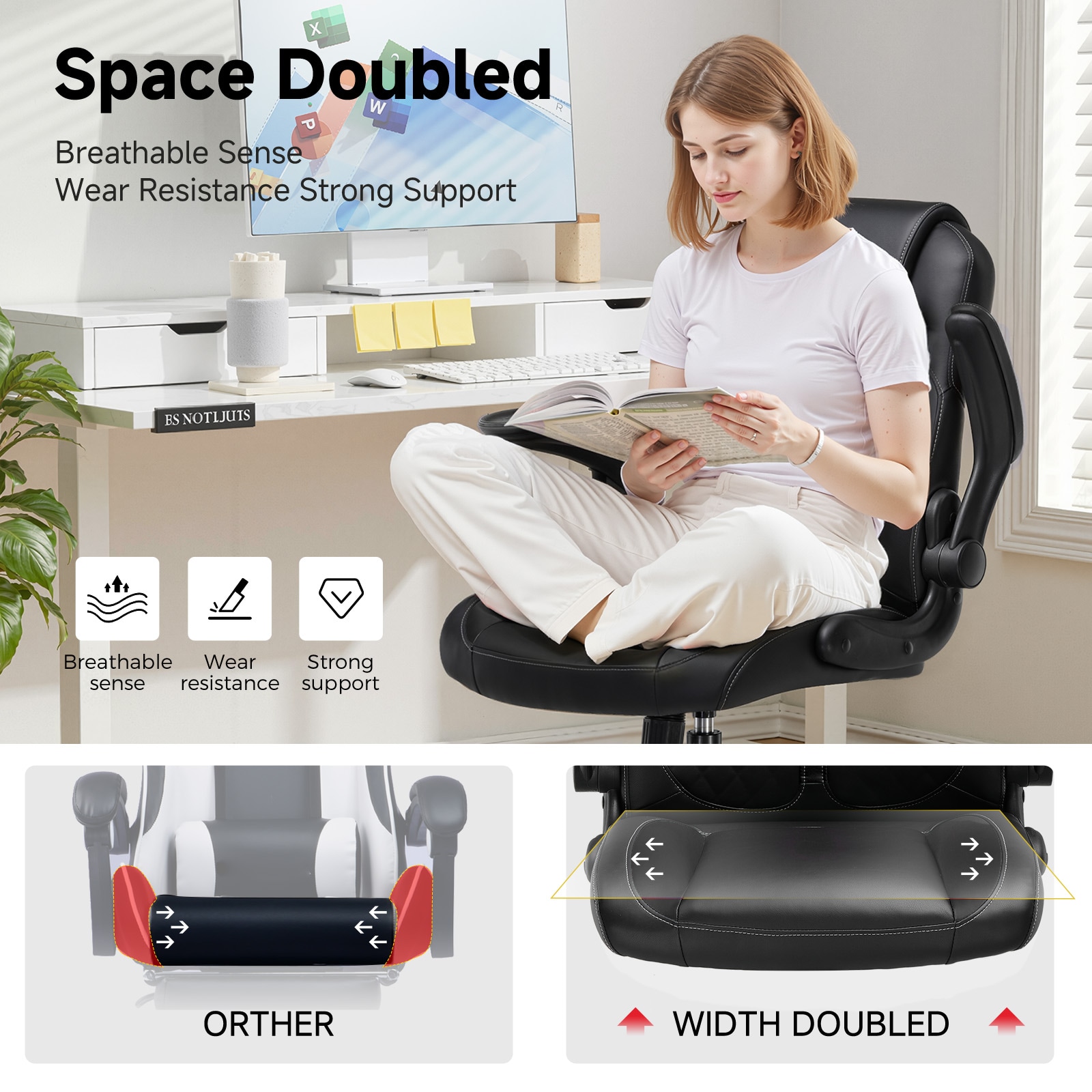 GTPLAYER LOWE'S-GT550-BLACK Office-Chairs - View #3