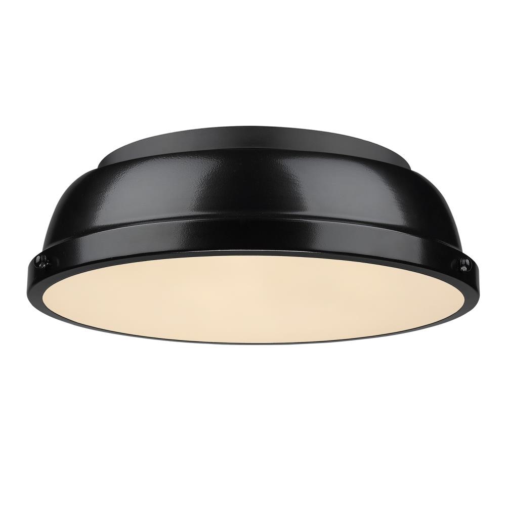 Golden Lighting 3602-14 BLK-BK Duncan 2 -Light 14-in Gloss Black Flush Mount Light