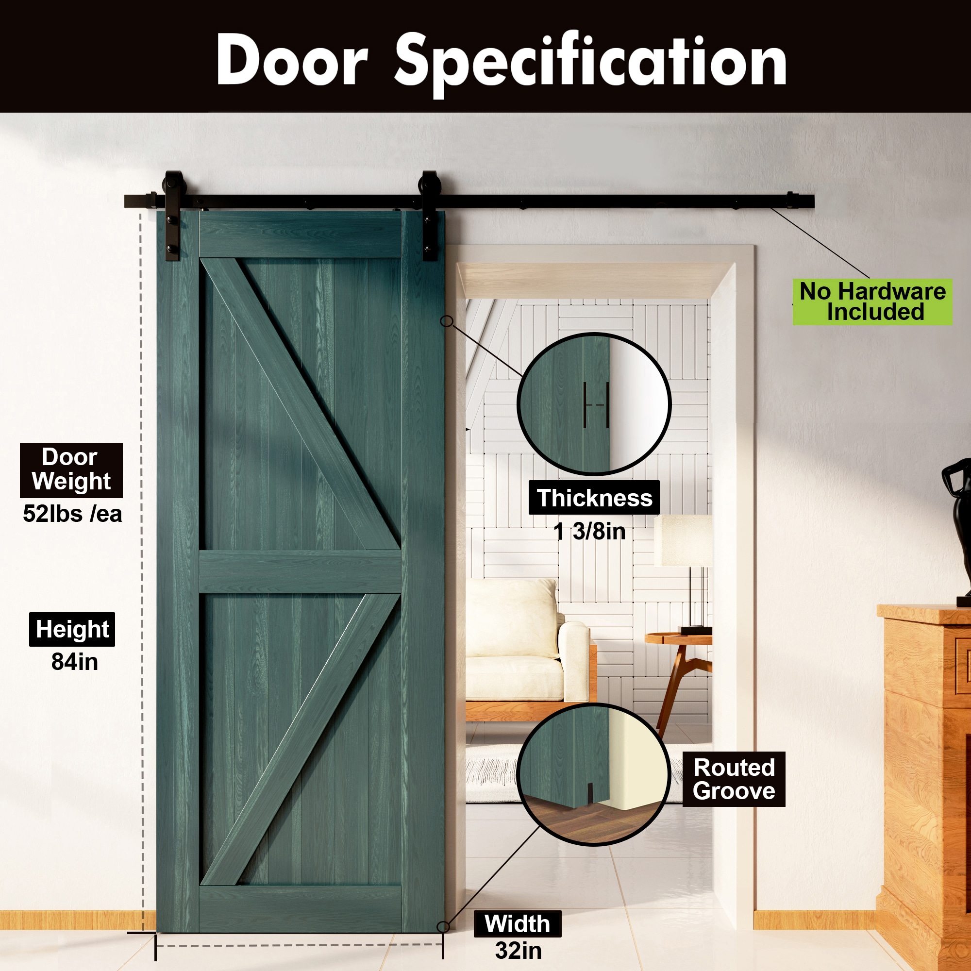 HOMACER 3284-K-RP Barn-Doors - View #3