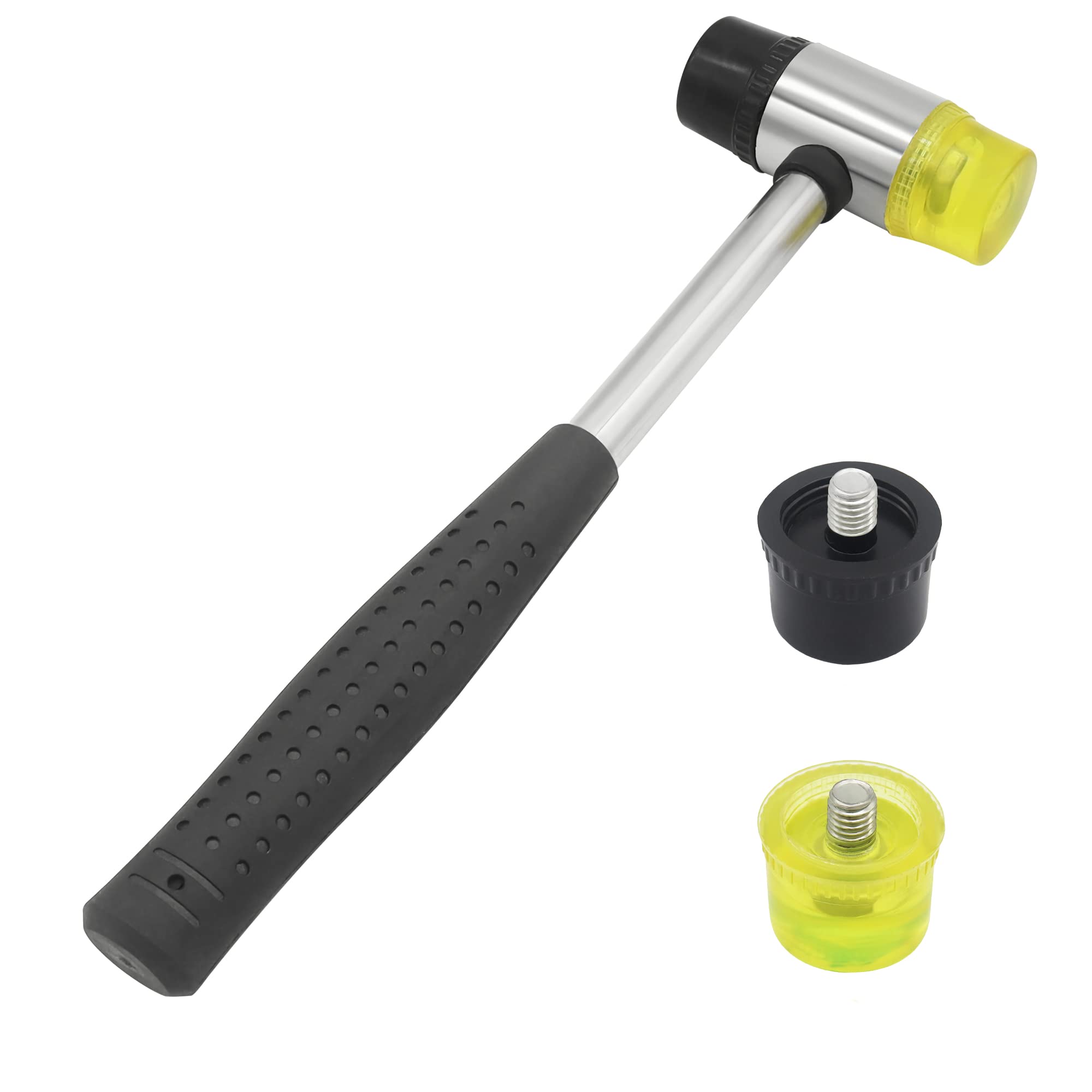 AKSCYZM 25mm 6oz Double Faced Rubber Hammer with Four Soft Hard Tips Mallet Non Slip Grip for Leather Crafts Woodworking and Flooring #LAK0821K119