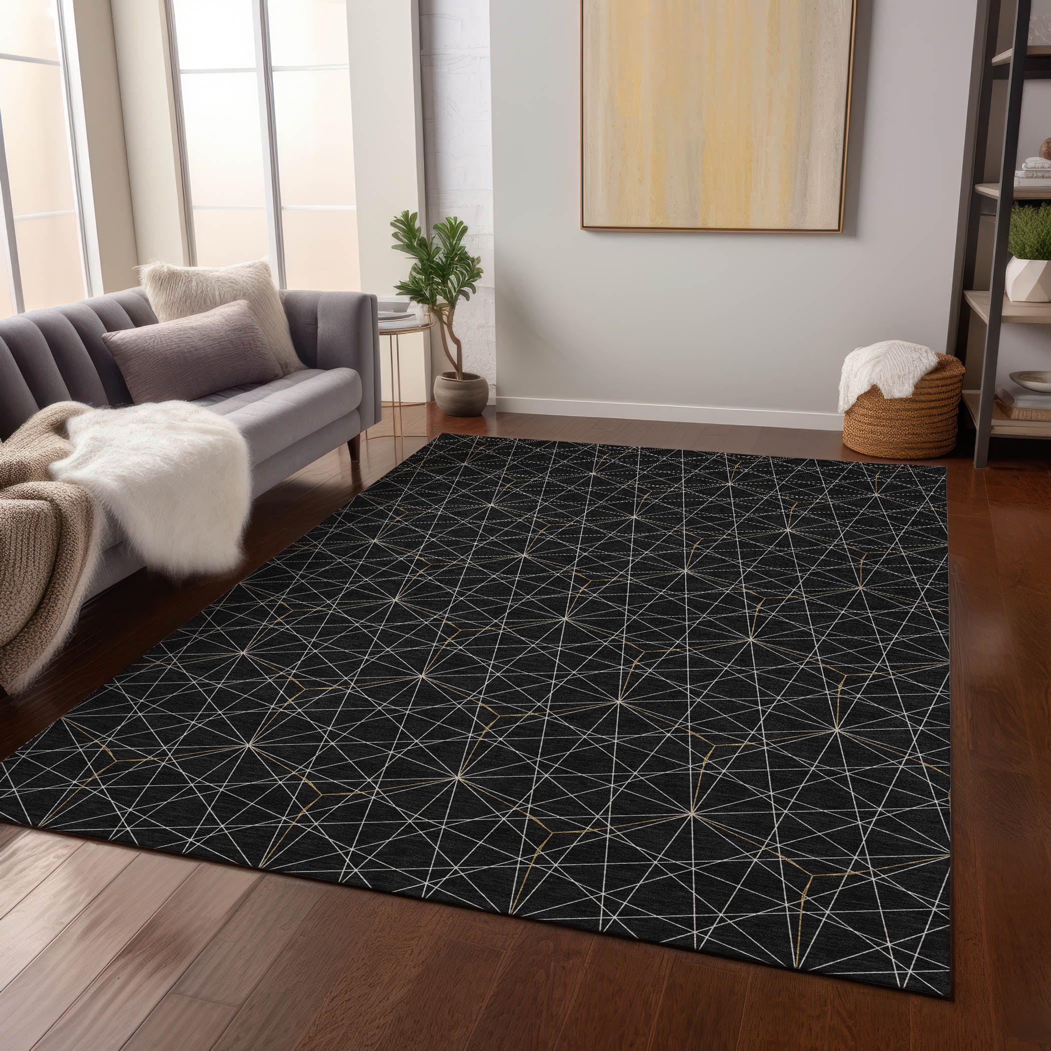 Addison Rugs ACN987BK30X46 Chantille ACN987BK 2 x 3 (ft) Loomed Polyester Black Rectangular Indoor/Outdoor Machine washable Area rug