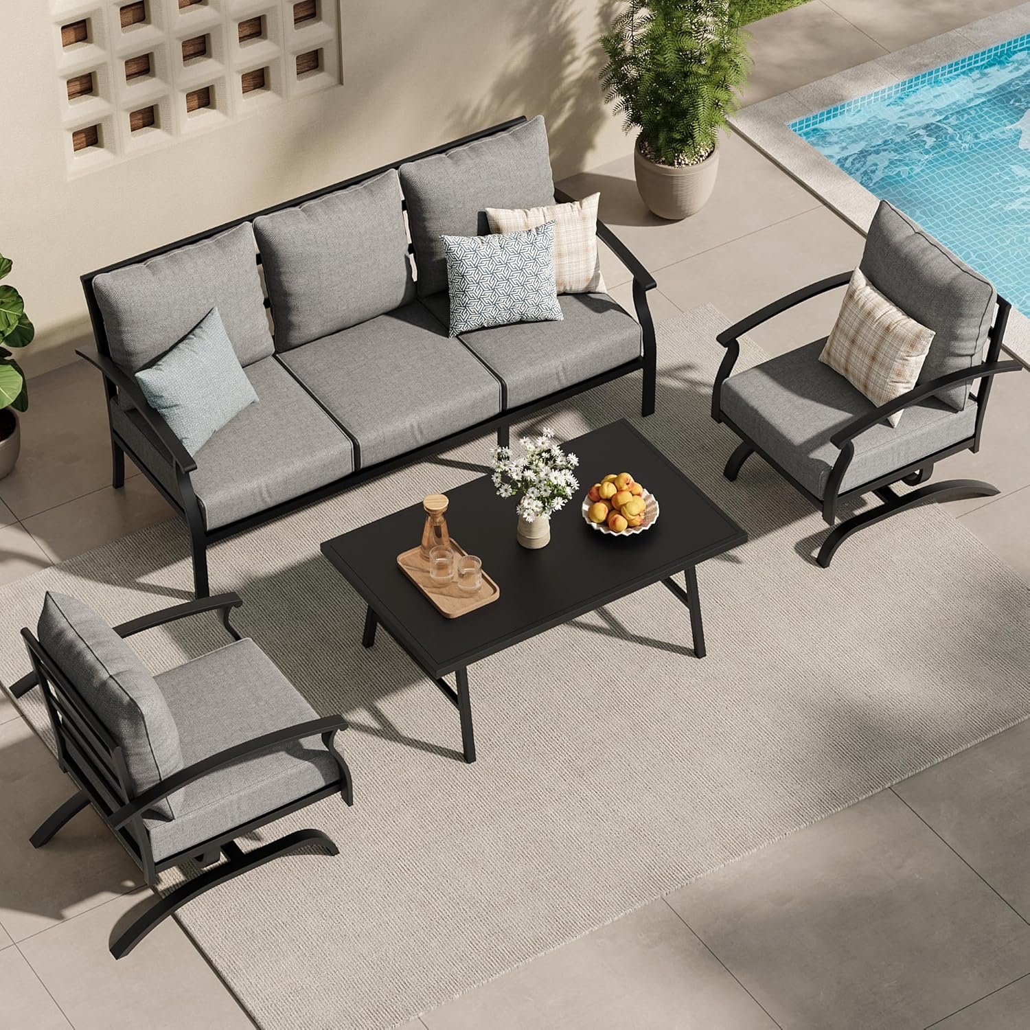 Haxvin HX-4IRONSOFA-GY Patio-Conversation-Sets - View #2