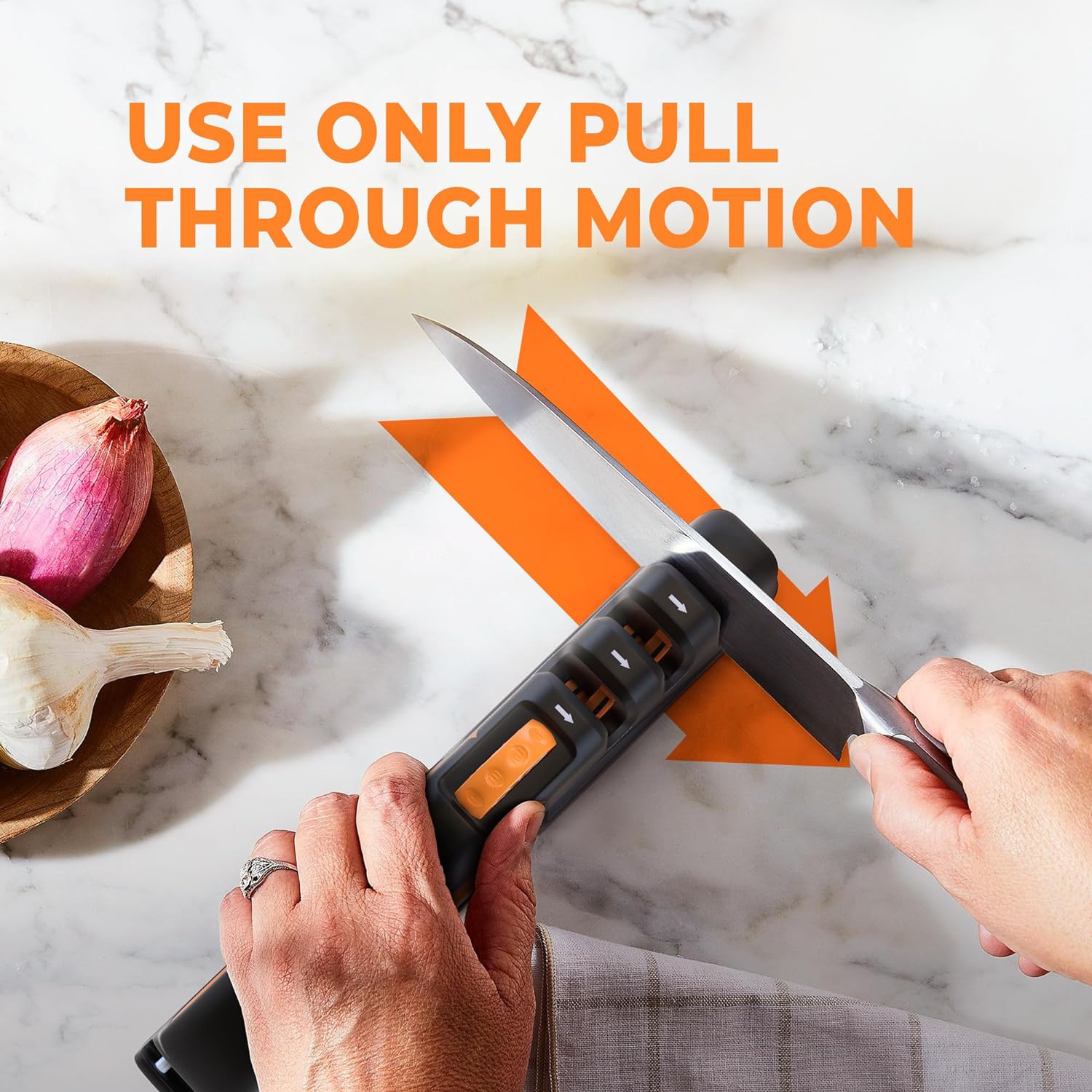 Orange Ninja Adjustable Angle Knife Sharpener with Ergonomic Handle