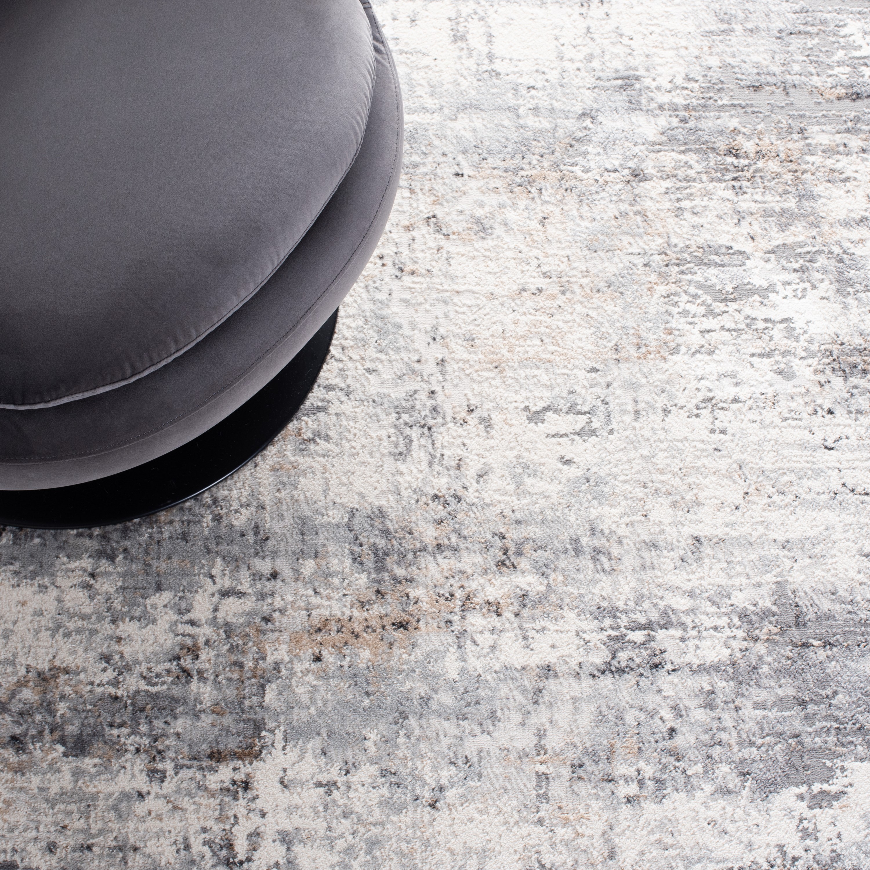 Reversible Hand-Knotted Grey and Gold Synthetic Area Rug