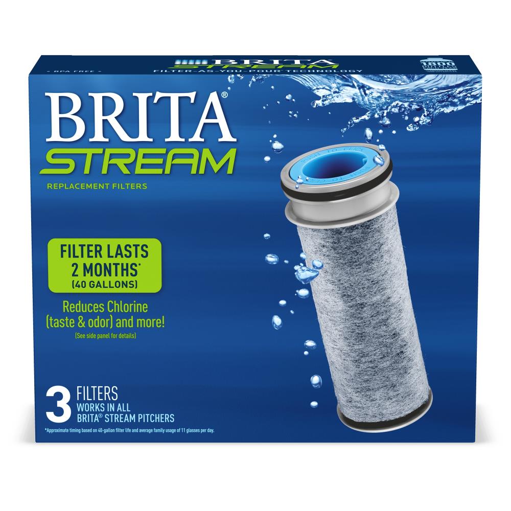Brita Stream Replacement Filters 3 Filters Total Reduces Chlorine Free Shipping 