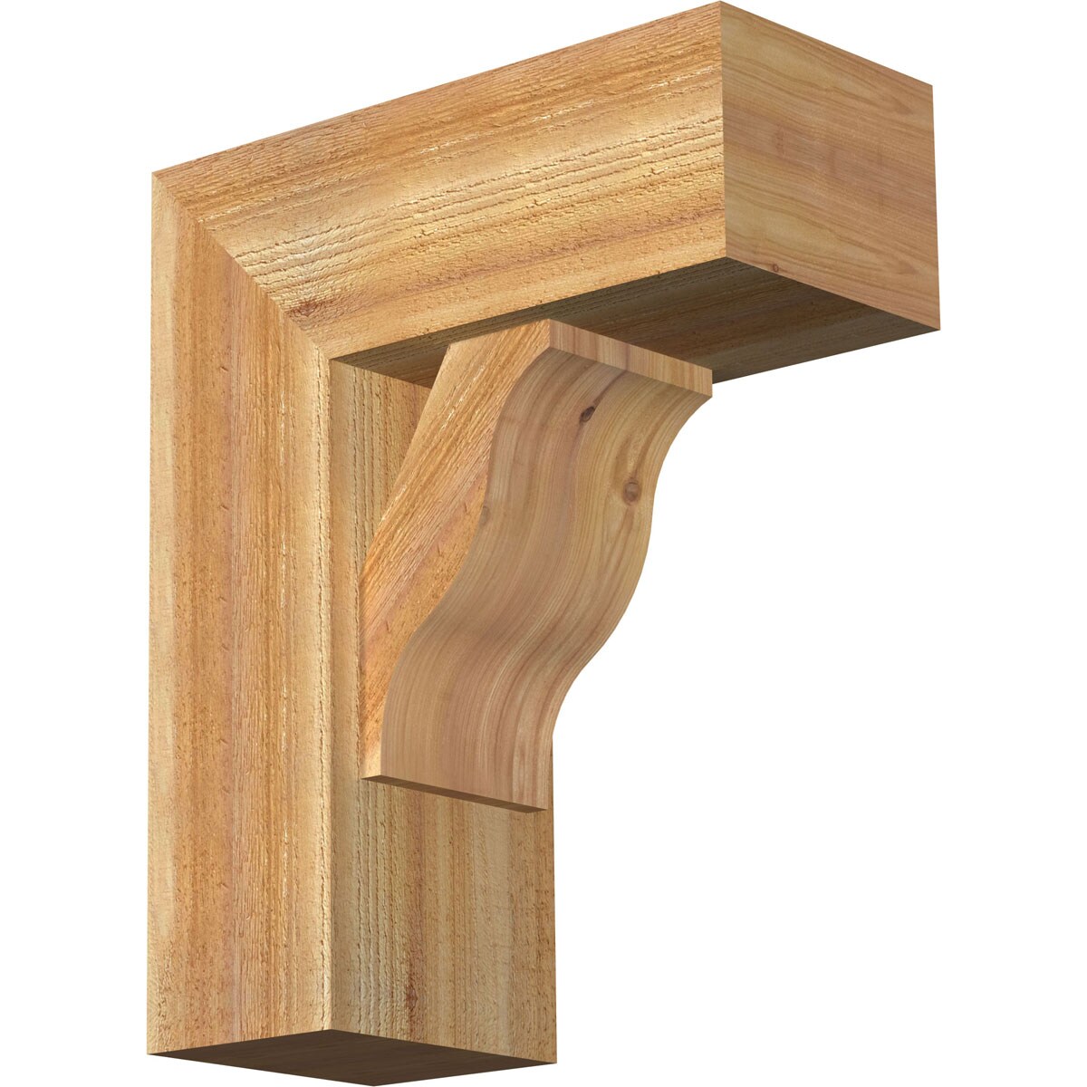 Ekena Millwork 1462264 Funston Block Rough Sawn Bracket with Offset Brace 8-in x 18-in x 22-in Western red cedar Brown Wood Standard bracket