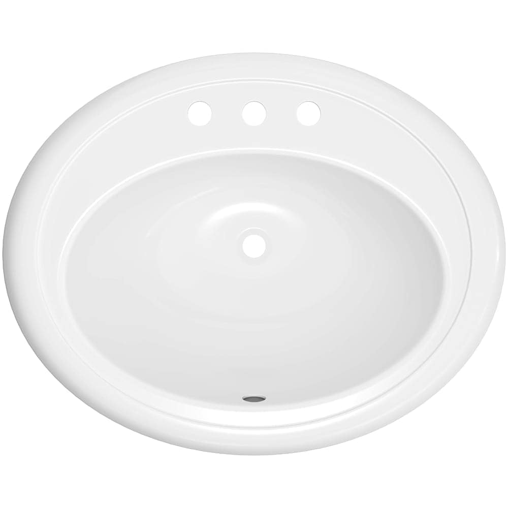 PROFLO  PFS20174 Getchell 20 Inch Oval Enameled Steel Drop In Bathroom Sink with Overflow and 3 Faucet Holes at 4 Inch Centers