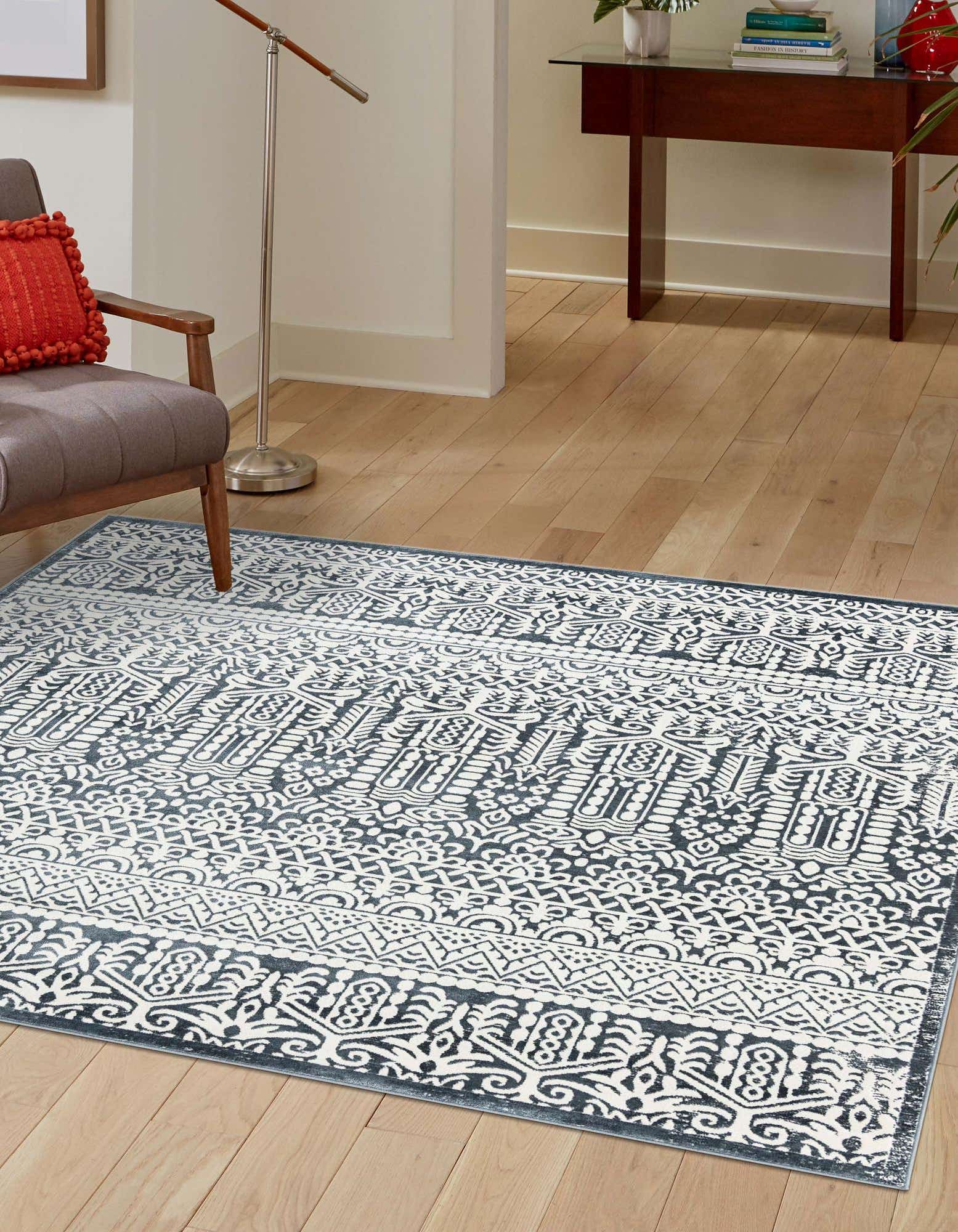 Unique Loom 3186913 Jill Zarin Uptown 8 x 8 (ft) Loomed Polypropylene Blue Square Indoor Geometric Bohemian/Eclectic Area rug