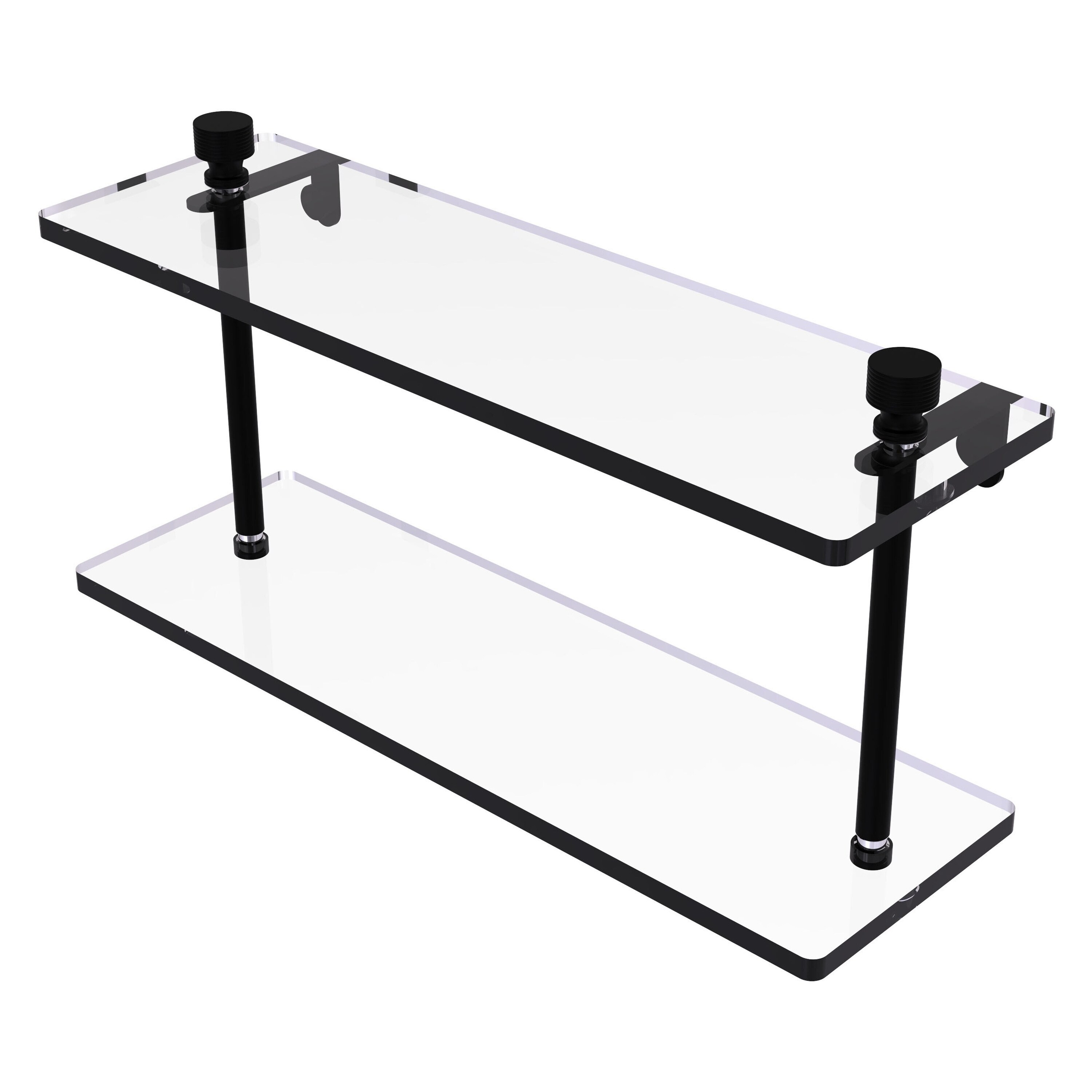 Allied Brass FT-2/16-BKM Foxtrot Matte Black 2 -Tier Wall mount Bathroom Shelf ( 16-in x 8-in x 5-in )