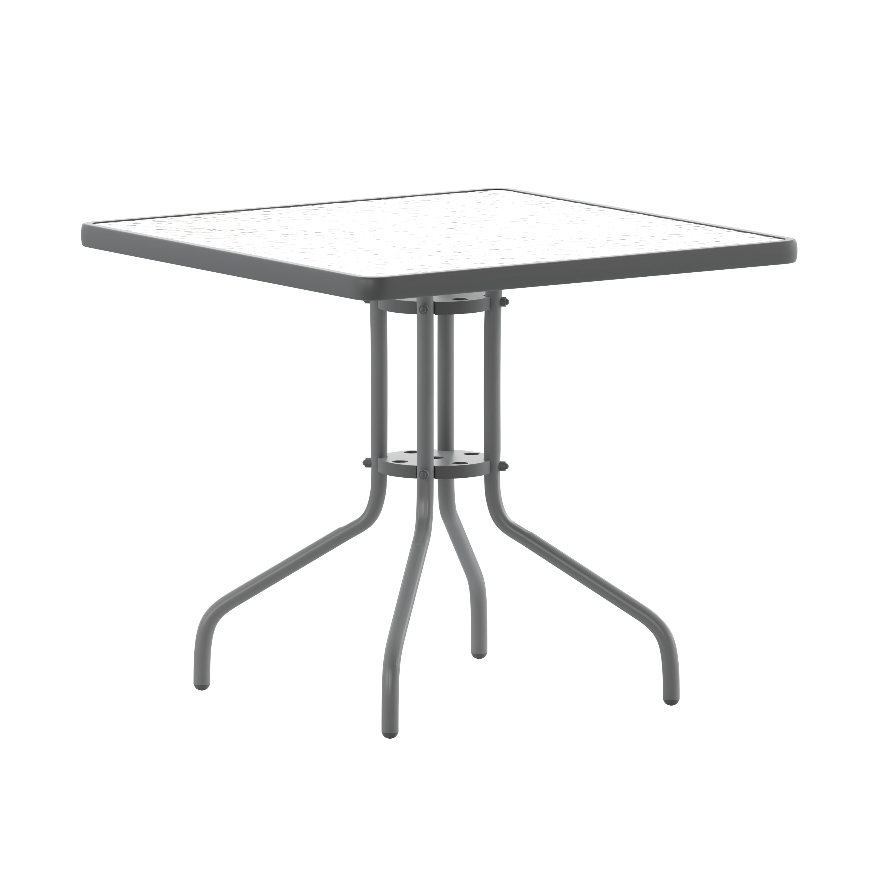 Flash Furniture 196861102257 Barker 31.5-in Silver Square Tempered Glass Metal Table