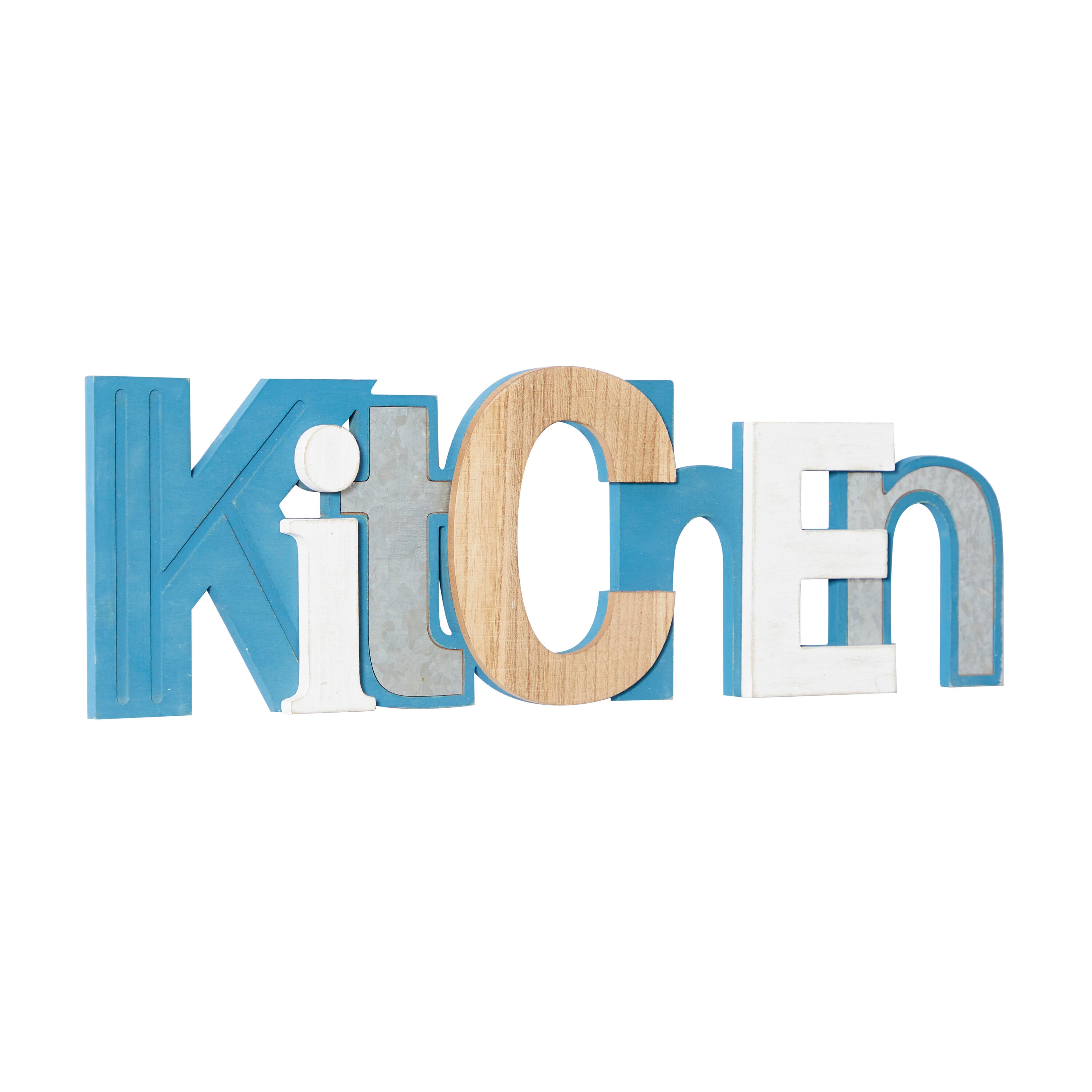 Multi-Colored Wood and Metal Coastal Kitchen Wall Sign