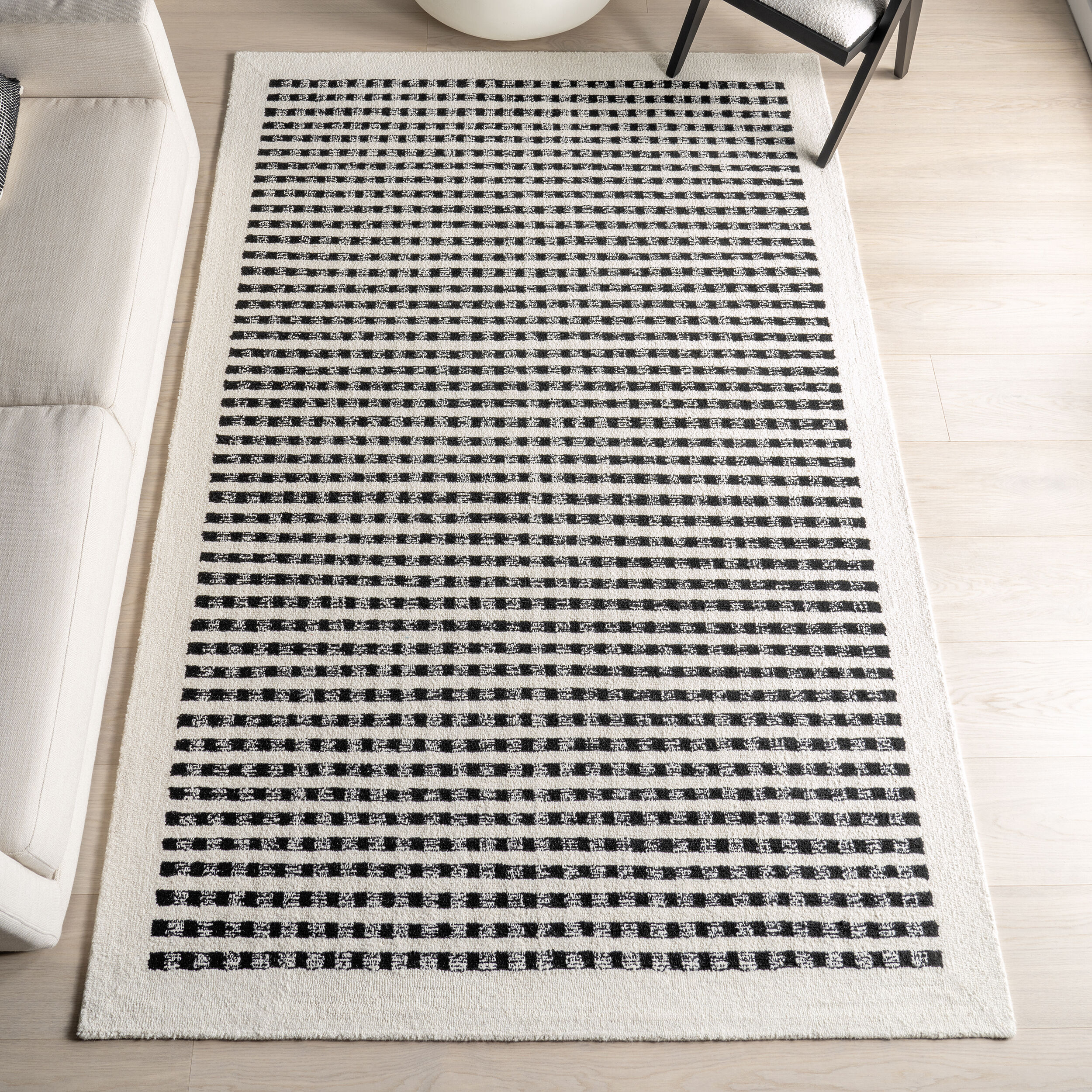 nuLOOM 200SPWN02A-609 Adahlia Checkered Wool 6ft. x 9ft. Ivory Area Rug