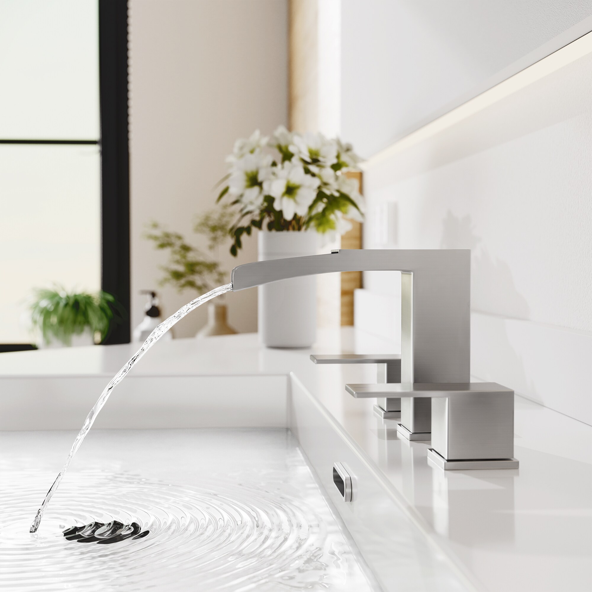 Brushed Nickel 8-Inch Widespread 2-Handle Bathroom Faucet