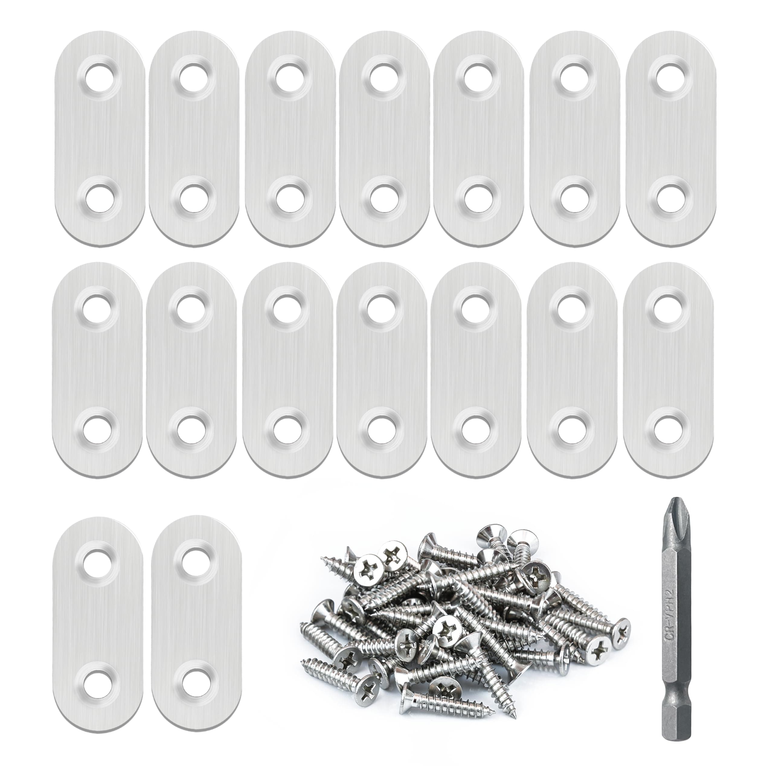 Etokfoks 16 Pack Flat Plate Straight Brackets 40MM Stainless Steel Flat Metal Braces Repair Bracket with Screws #EFT1003B47