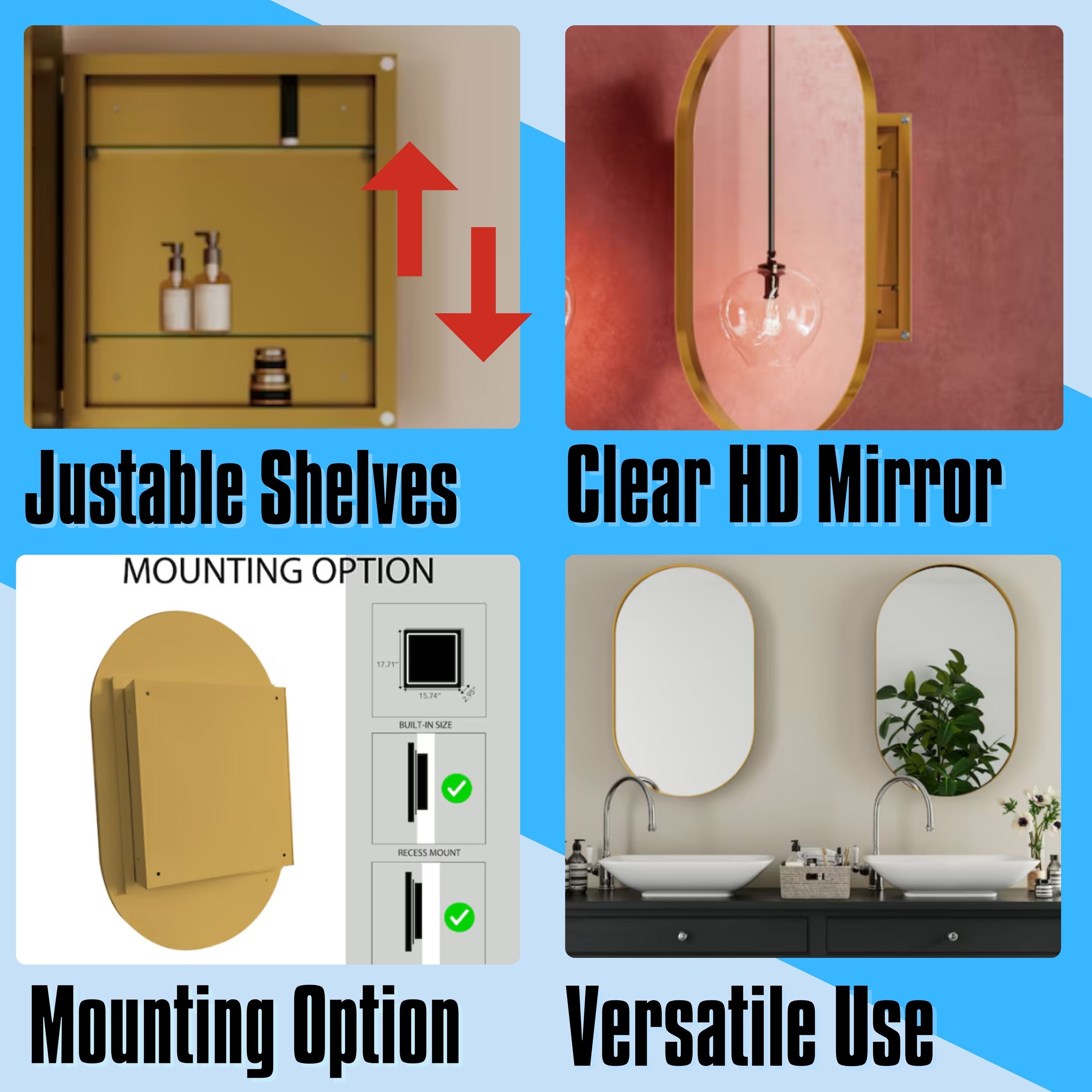 ToolCat BZ-2-71-JYG Bathroom-Medicine-Cabinets - View #2