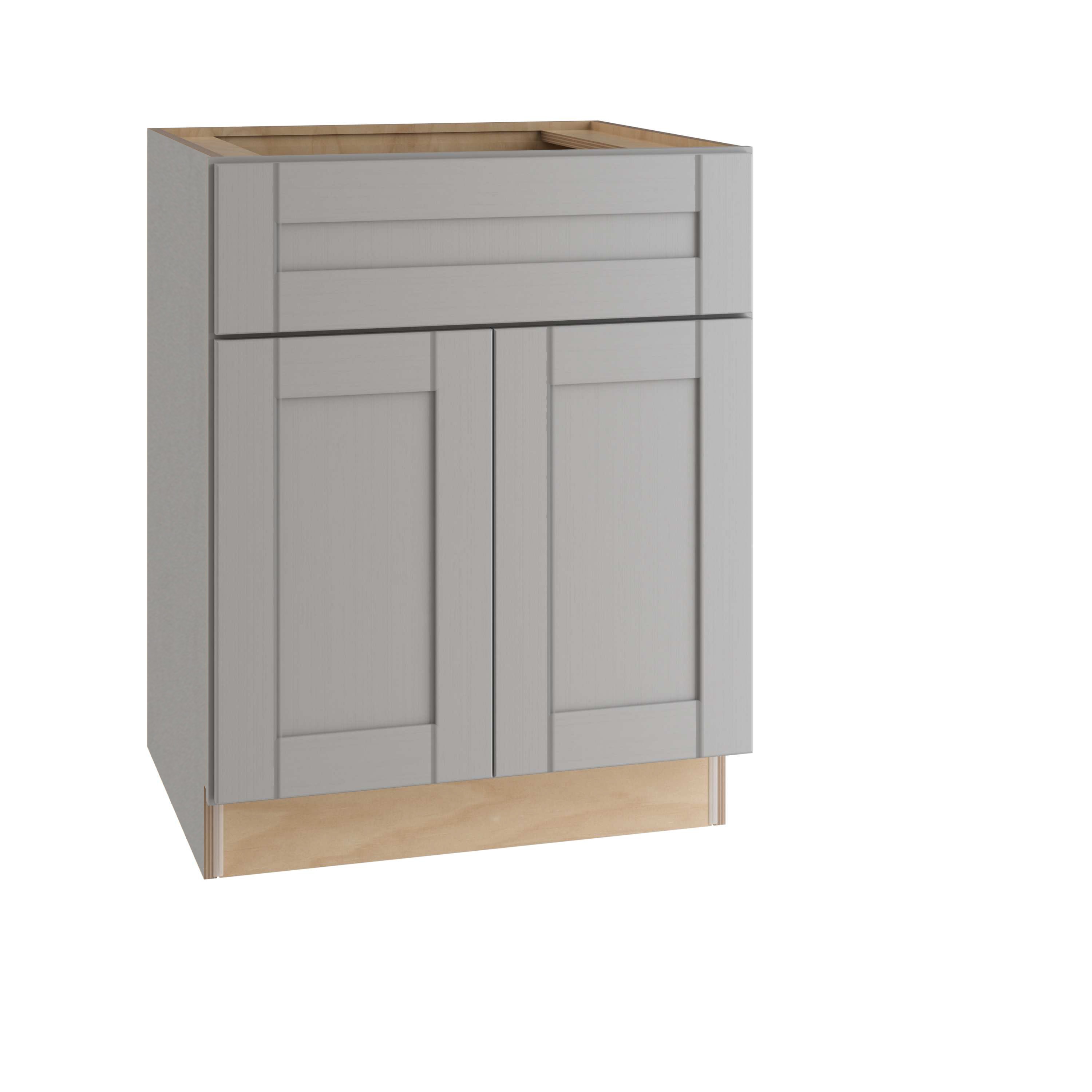 Luxxe Cabinetry Weston Express 30-in W x 34.5-in H x 24-in D Volcano Gray Sink  Base Fully Assembled Plywood Cabinet (Recessed Panel Shaker Door Style) in  the Kitchen Cabinets department at