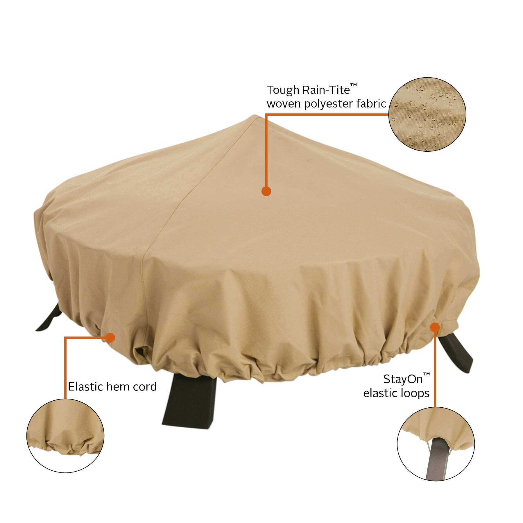 Classic Accessories 44-in Sand Round Firepit Cover in the Fire Pit ...