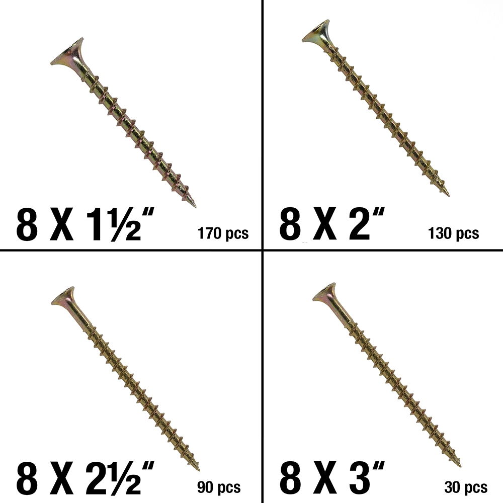 Fas-n-Tite #8 x 3-in Yellow Zinc Interior Assorted Wood Screws (465-Per ...