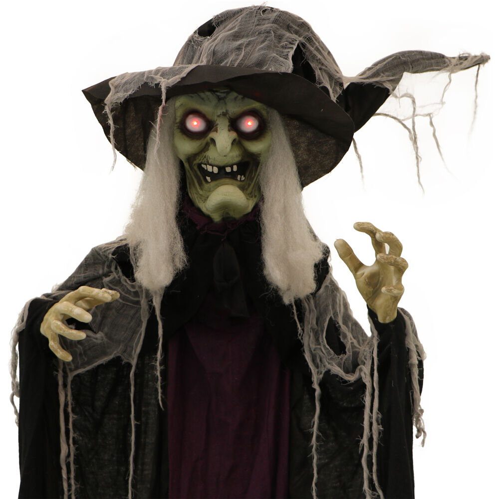 Haunted Hill Farm 75-in Talking Lighted Animatronic Witch Free Standing ...
