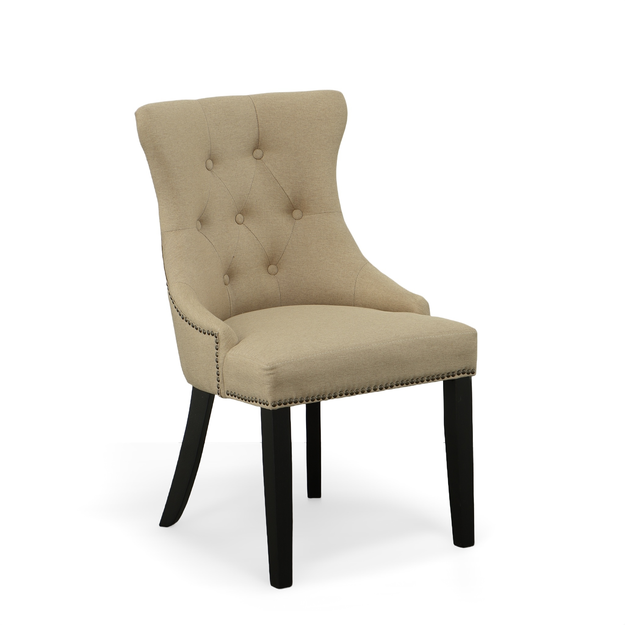 Julia Espresso Cream Linen High-Back Upholstered Side Chair