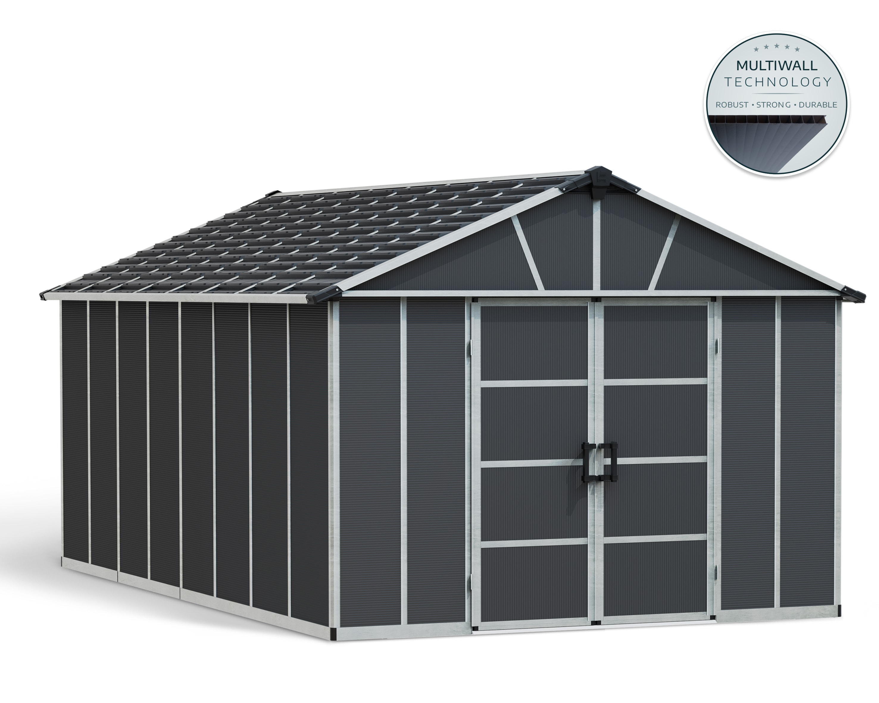 Canopia by Palram 705683 11-ft x 17-ft Yukon Garden Outdoor Gray Gable Resin Storage Shed
