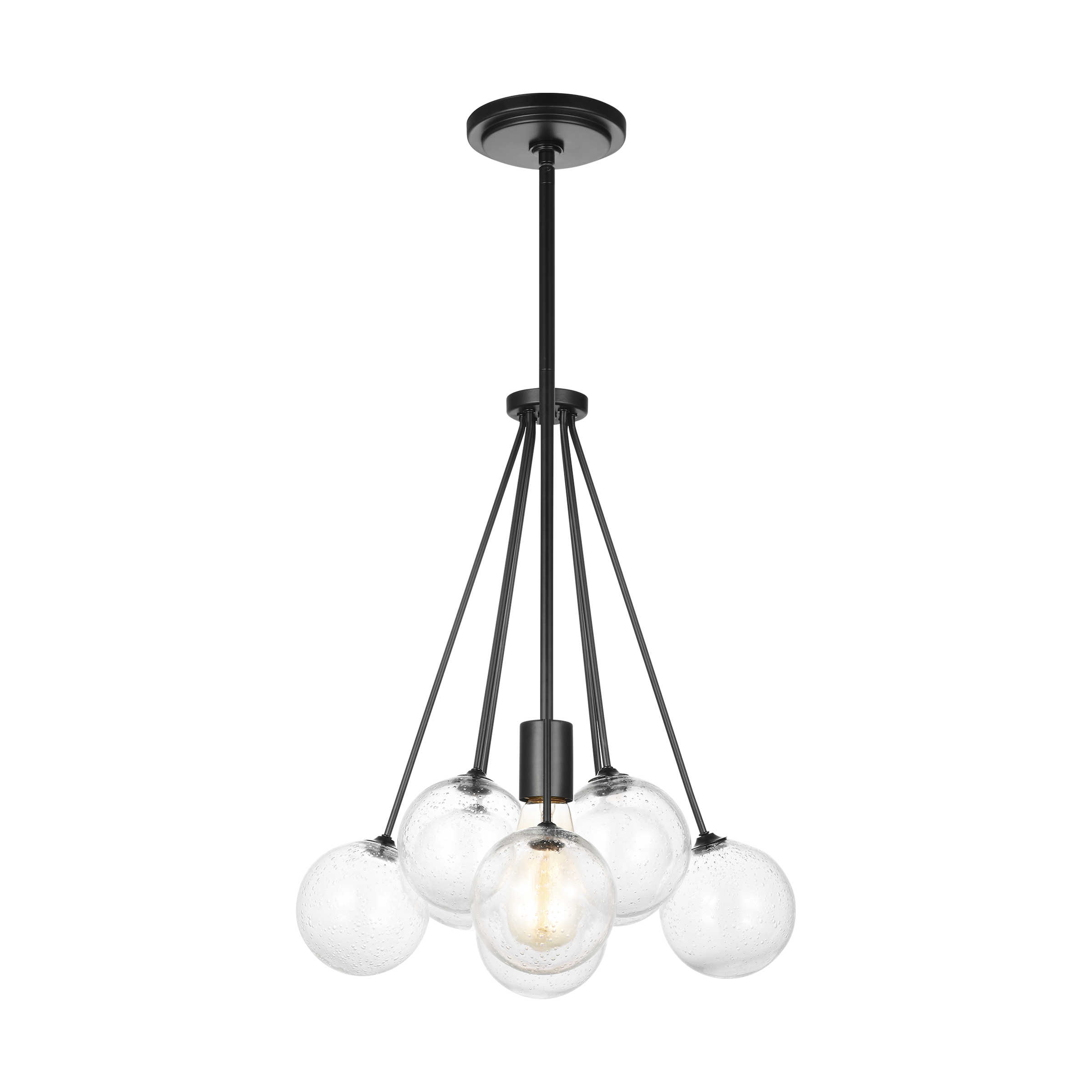 Generation Lighting 6514301-112 Bronzeville 1 -Light Midnight Black Modern/contemporary Clear glass Geometric Small Hanging Pendant light