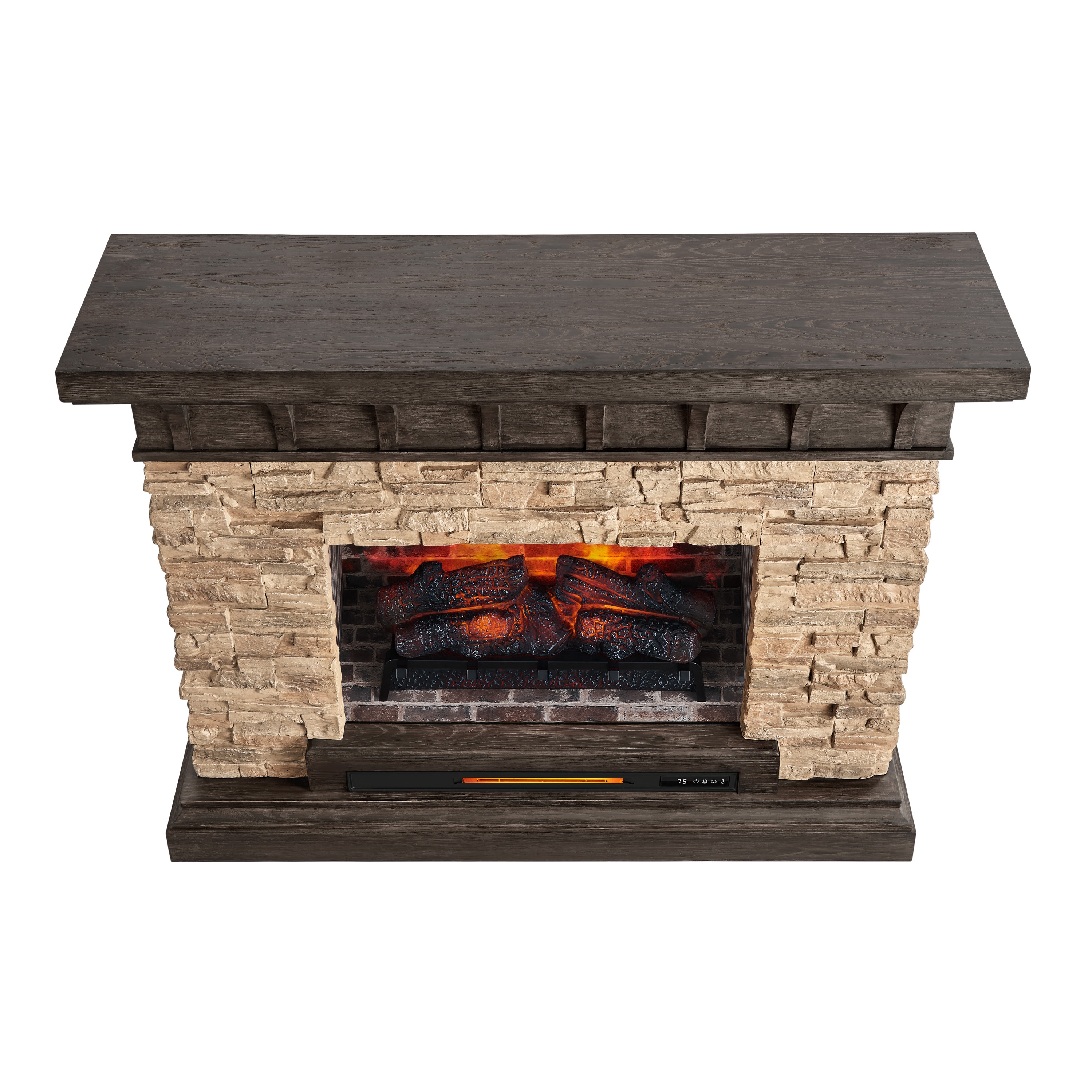 allen + roth 53in W Sedona Infrared Quartz Electric Fireplace in the