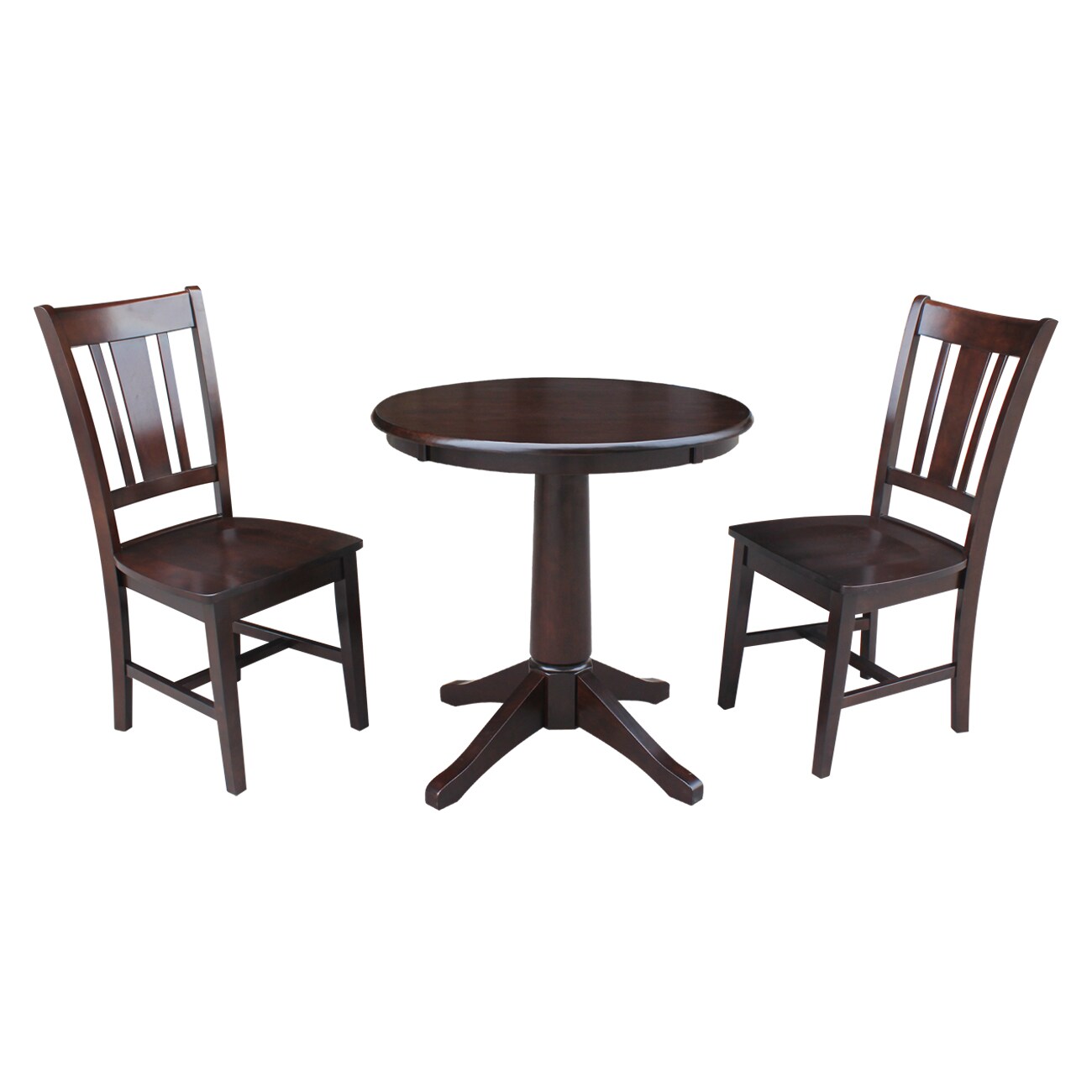 International Concepts K15-30RT-27B-C10-2 Rich mocha Casual Dining Room Set with Round Table ( Seats 3 )