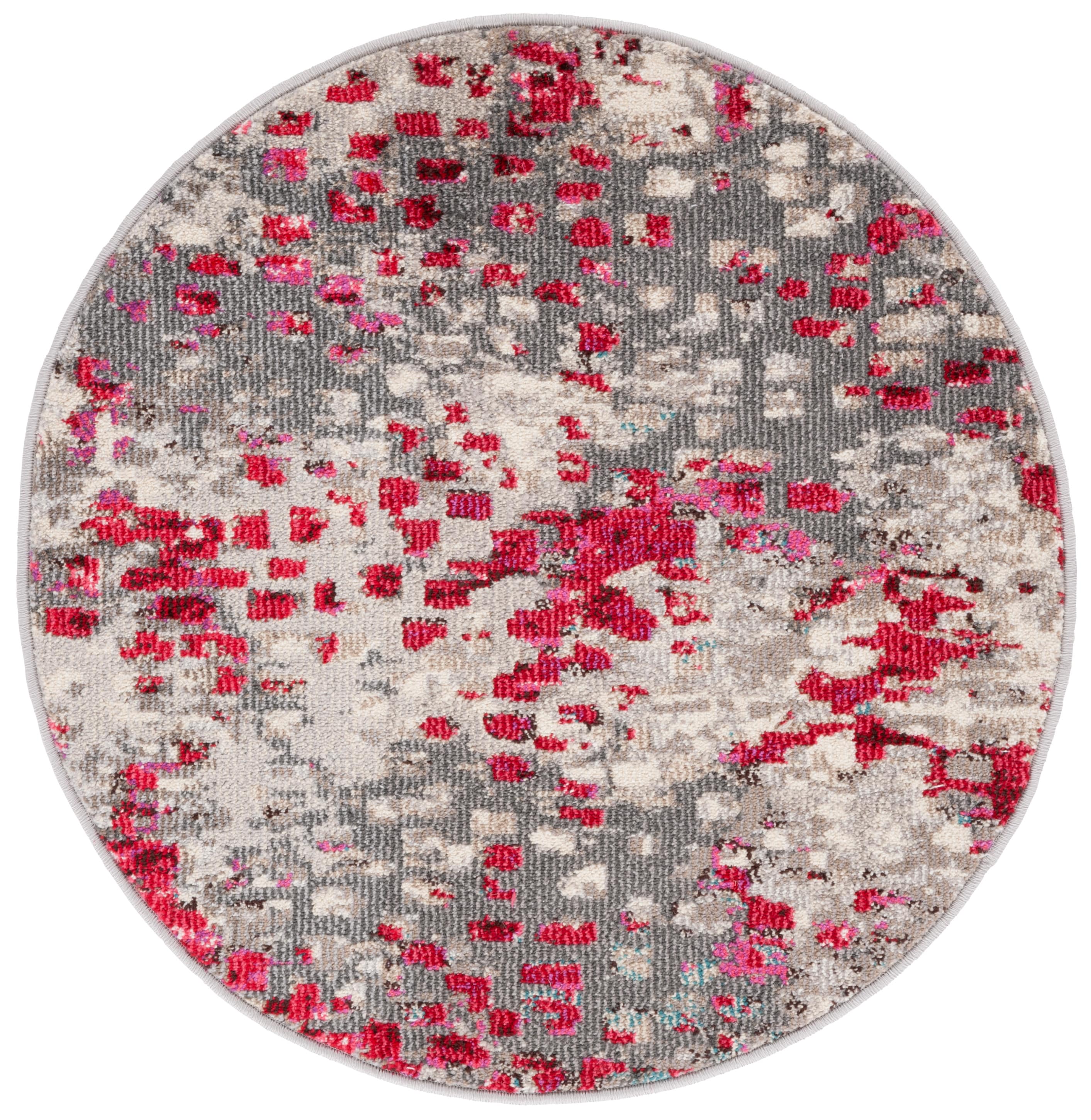 Madison 425R Grey Red 3 X 3 Area Rug