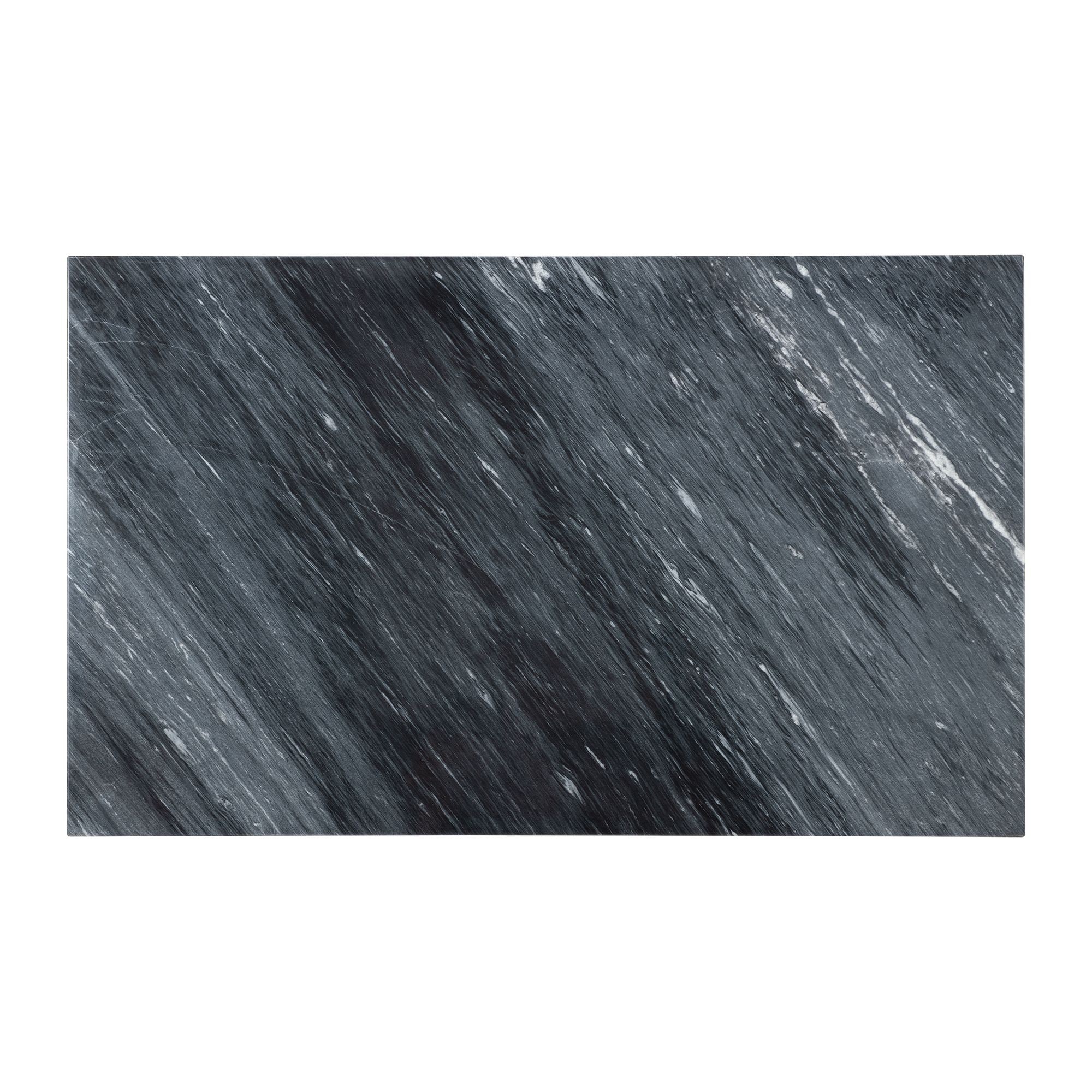 Gray Marble and Black Wood Rectangular Counter Height Table