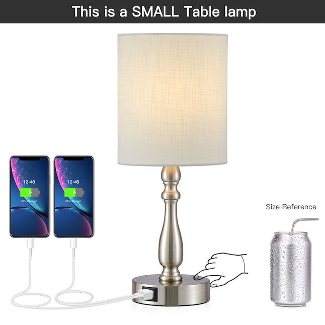 Brushed Steel Led Touch Table Lamp, Standard Table Lamp Shade Size
