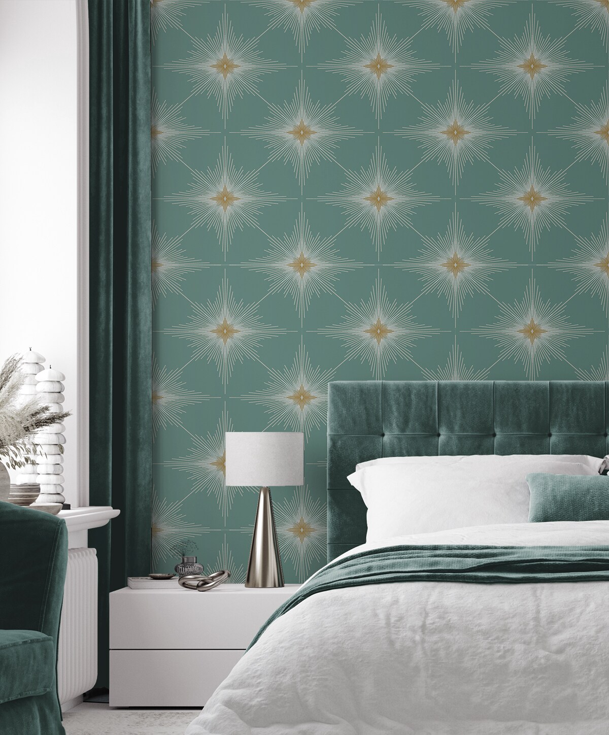 Seabreeze Blue Green Vinyl Geometric Peel and Stick Wallpaper