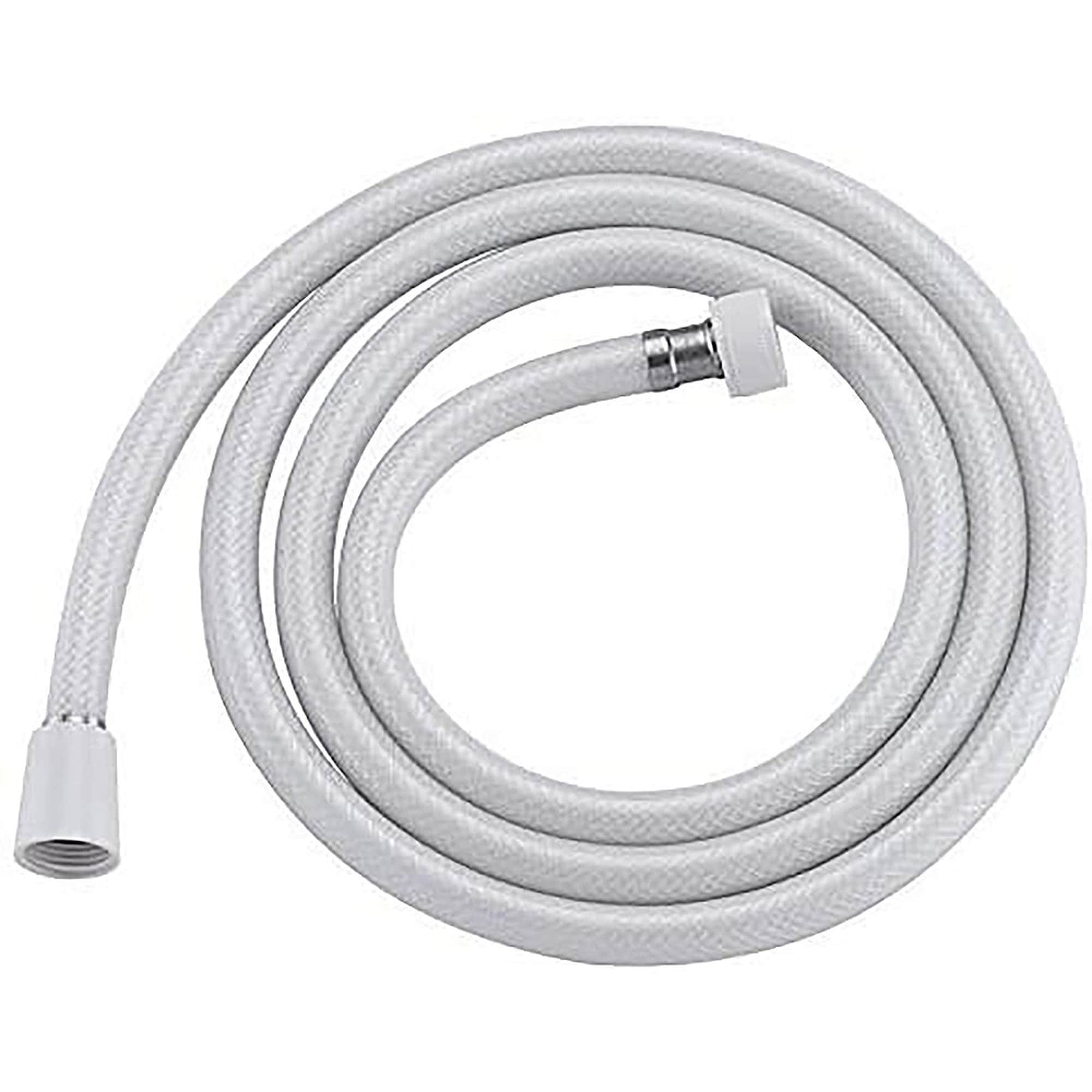 OGETFUUR 59in L Flexible Anti-Kink White Shower Hose for Handheld Shower Head Bathroom Replacement Universal Fit Stainless Steel