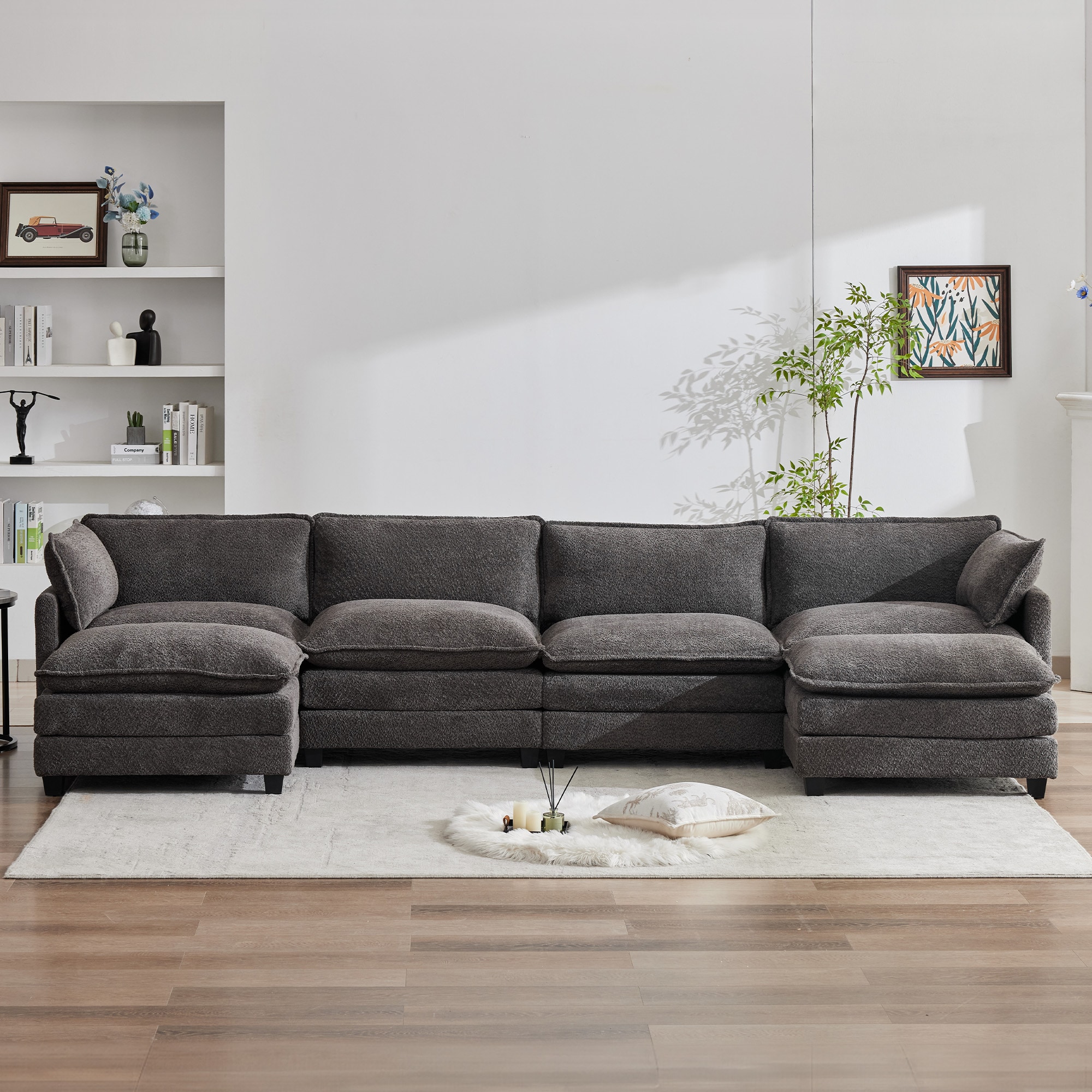 JEAREY YSG-72-WD 148-in Casual Gray Chenille 6+ -seater Sectional