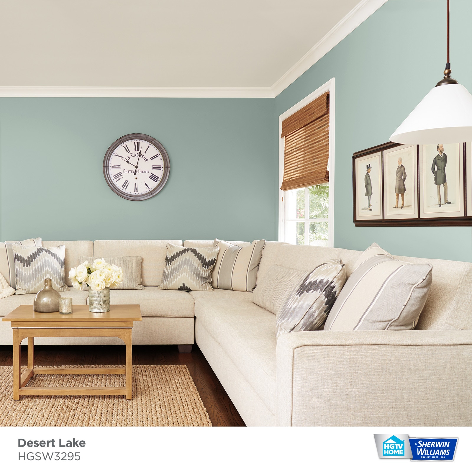 HGTV HOME by Sherwin-Williams Showcase Flat Desert Lake Hgsw3295 Acrylic Interior Paint + Primer (5-Gallon) at Lowes.com