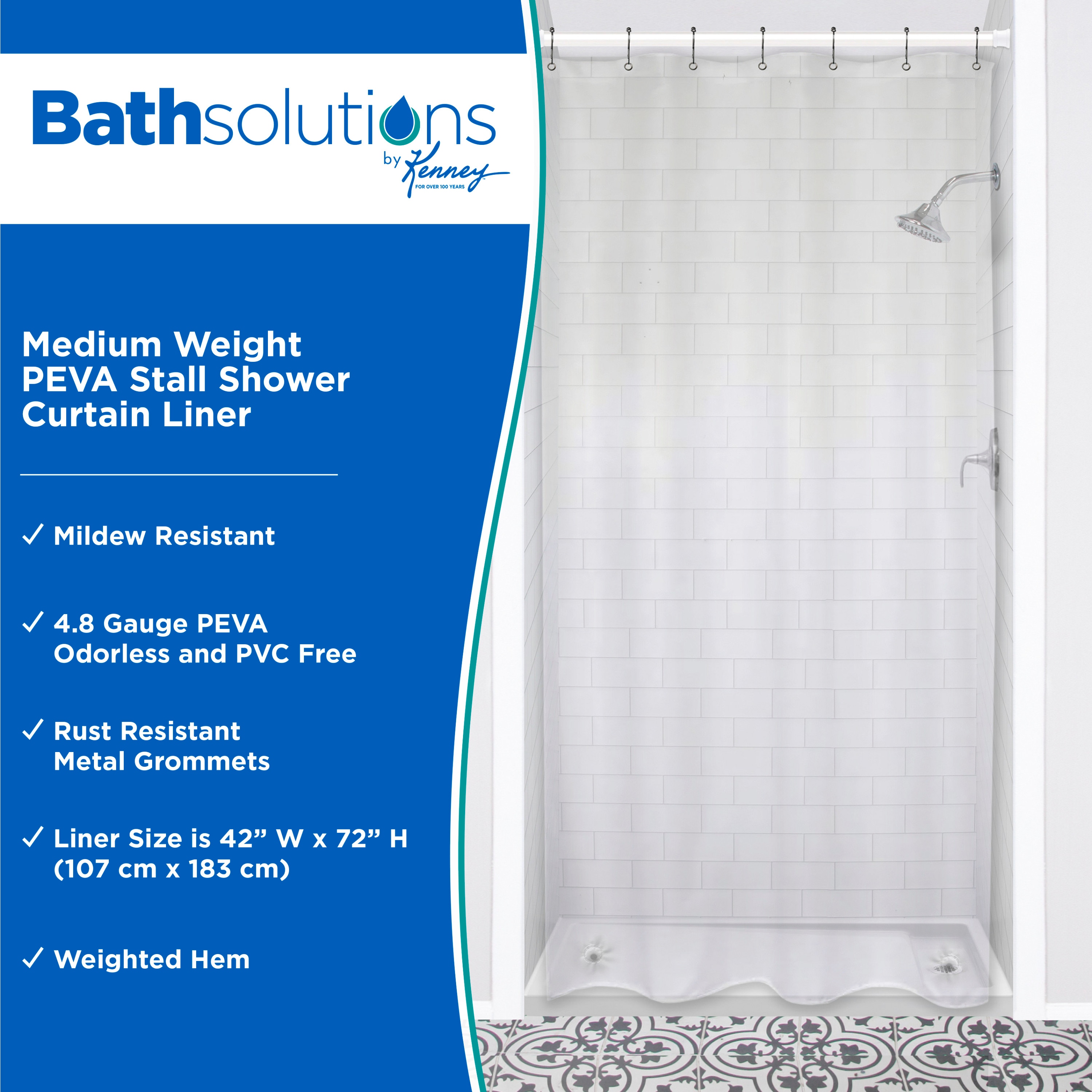 Kenney 42-in W x 42-in L Clear Solid Eva/Peva Shower Liner in the ...