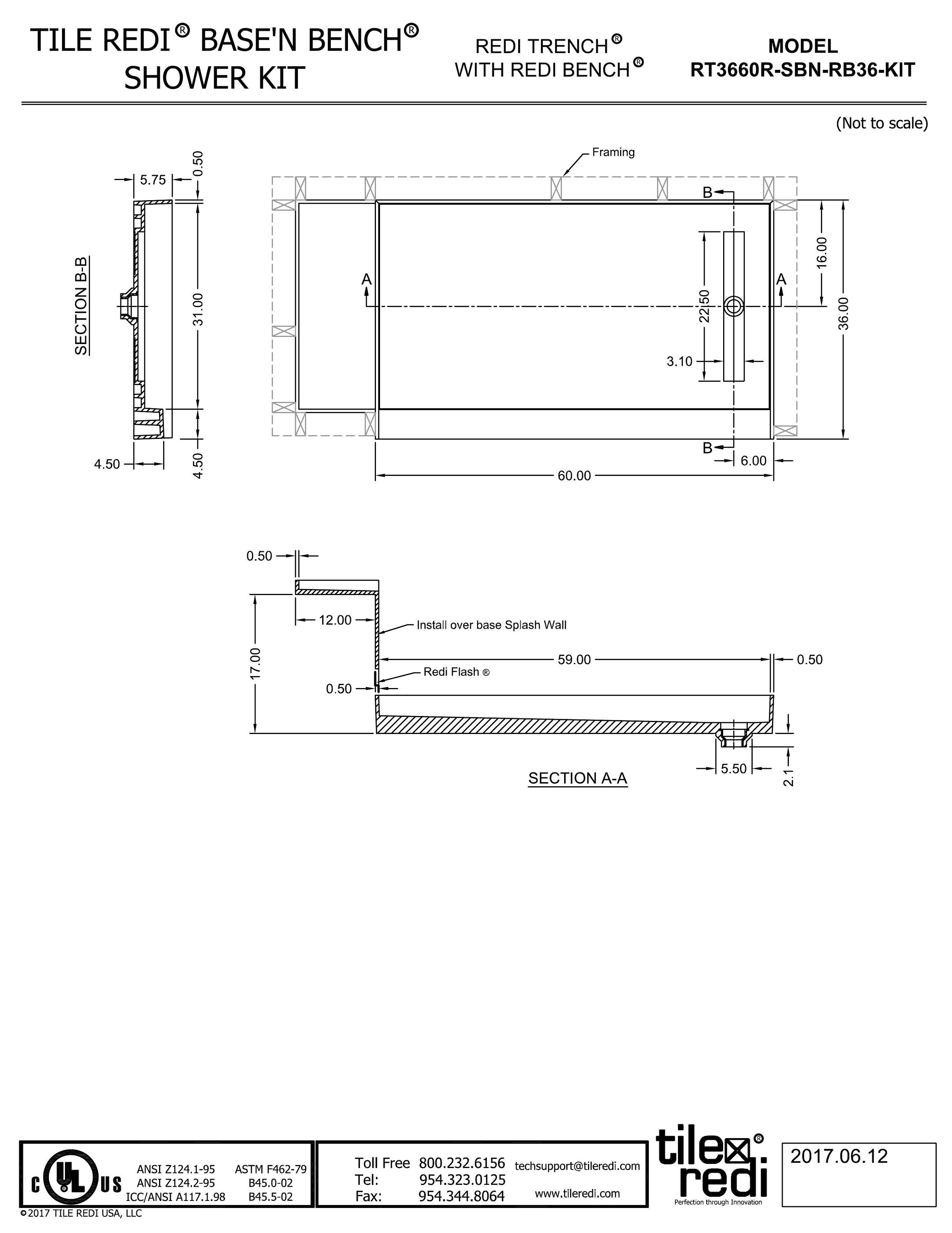 Tile Redi RT3660R-SBN-RB36-KIT Shower-Floors - View #10