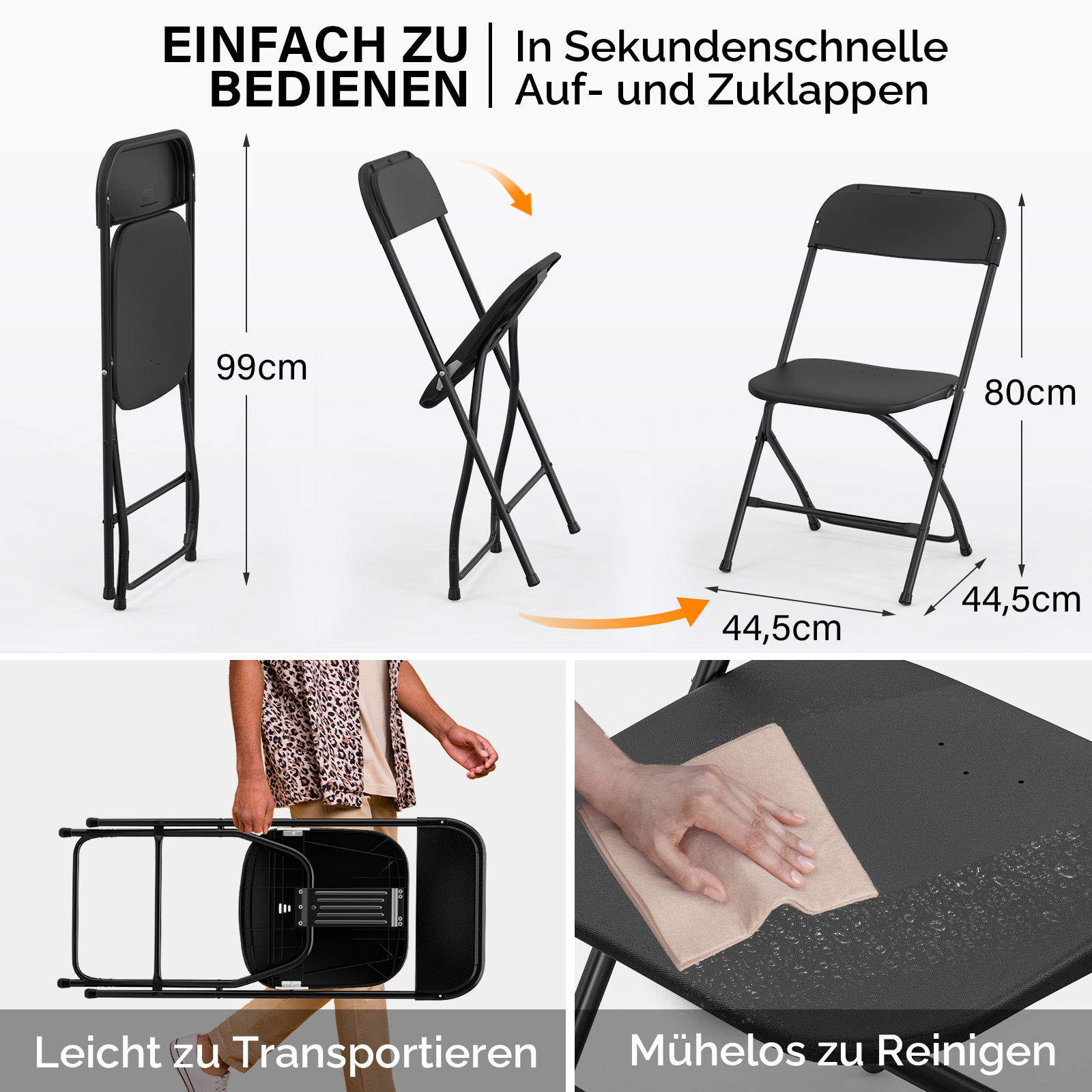 VINGLI LW-PLFCBLACK4 Folding-Chairs - View #3