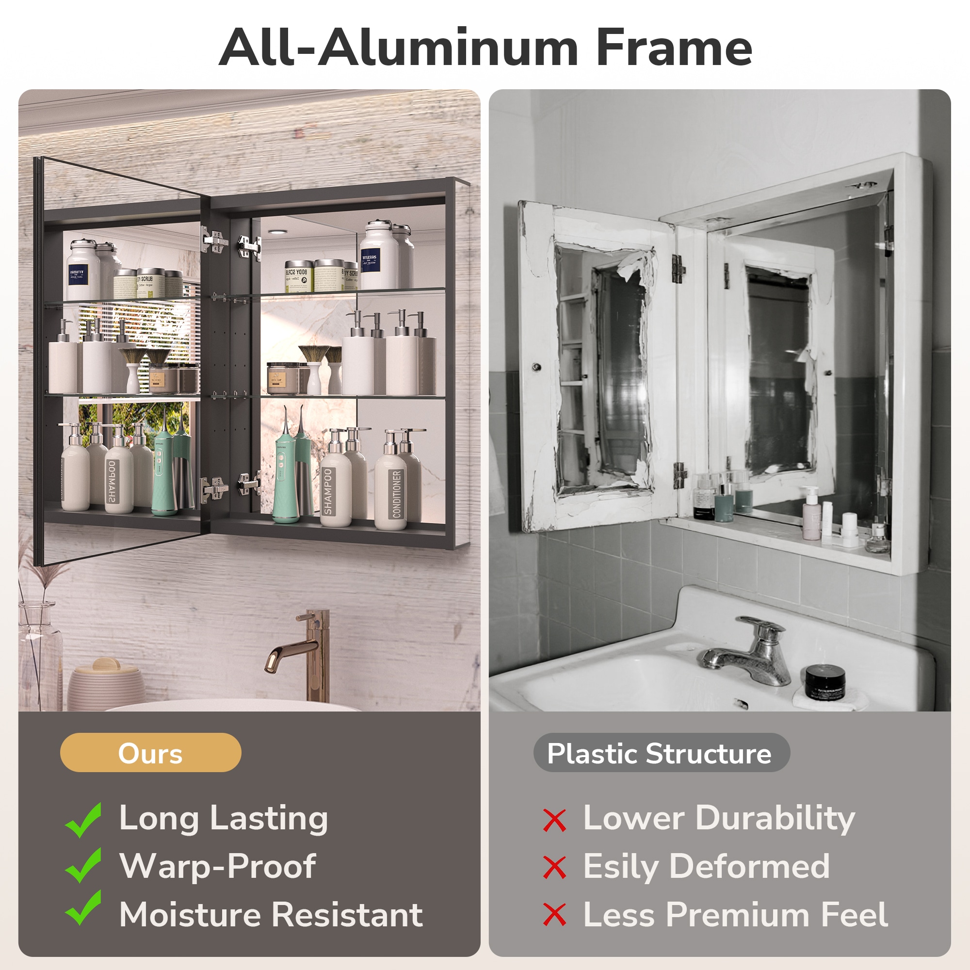 Keonjinn LW-JG-4066BK Bathroom-Medicine-Cabinets - View #4