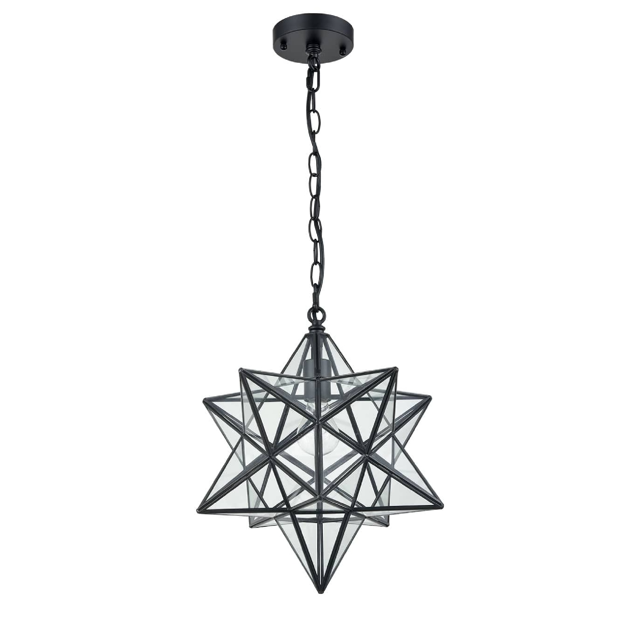 Geometric Black and Clear Glass Star Pendant Light