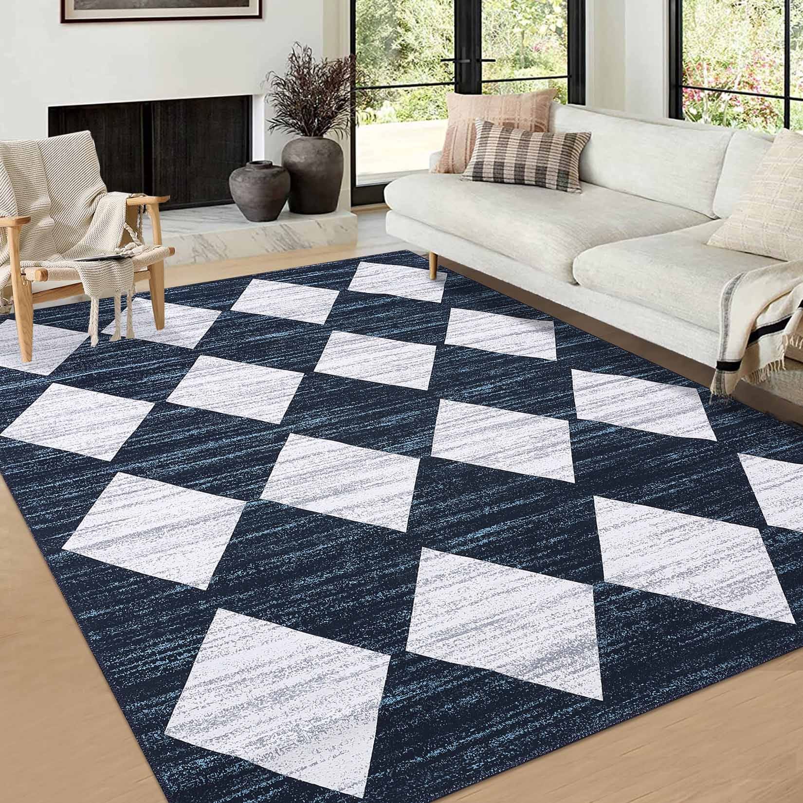Garvee YXY-LO-PHO-134P68L1 4 x 6 (ft) Loomed Polyester Dark Blue Rectangular Indoor Geometric Mid-Century Modern Machine washable Area rug