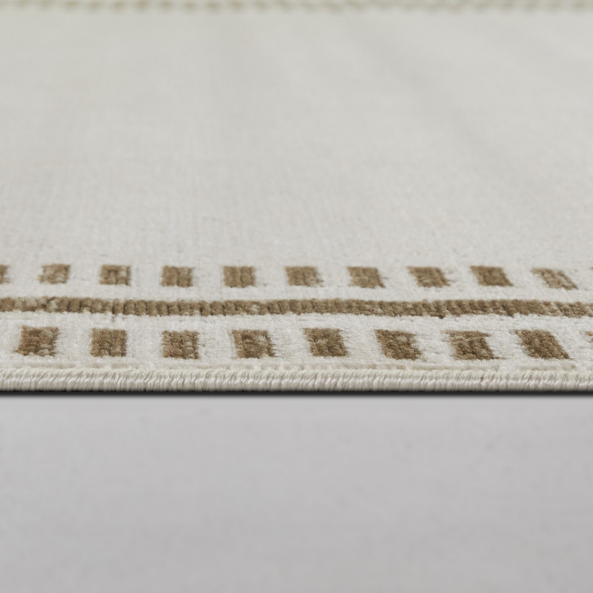 Cream and Brown Flat Woven Cotton Synthetic Rectangular Area Rug