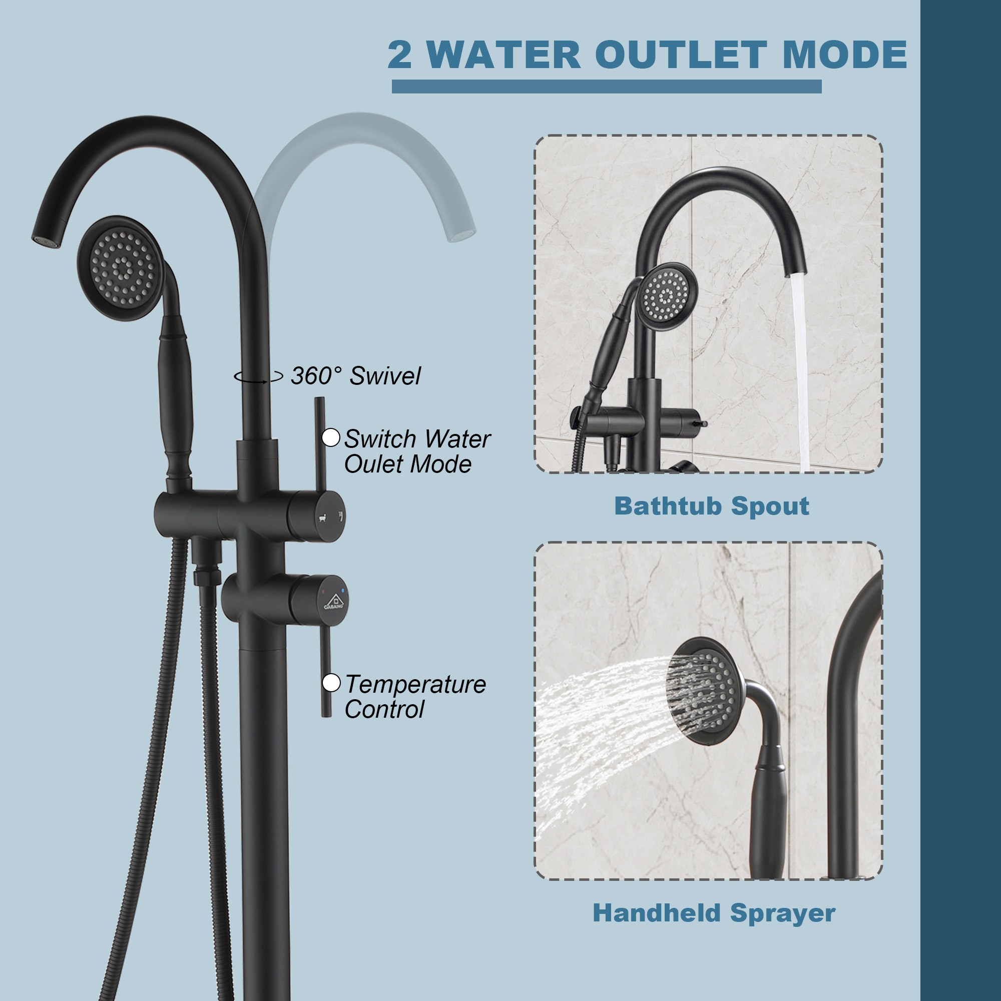 CASAINC CS1516-MB Roman-Tub-Faucets - View #6