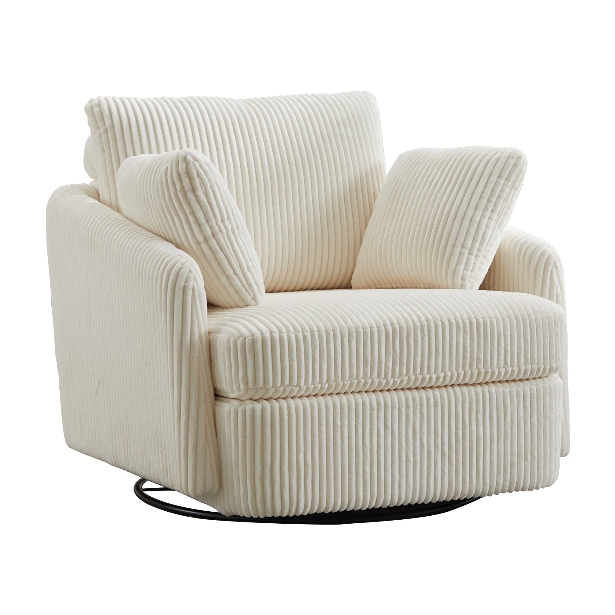 Hrinhom HC-W1102-IVORY Modern IVORY Corduroy Swivel Accent Chair