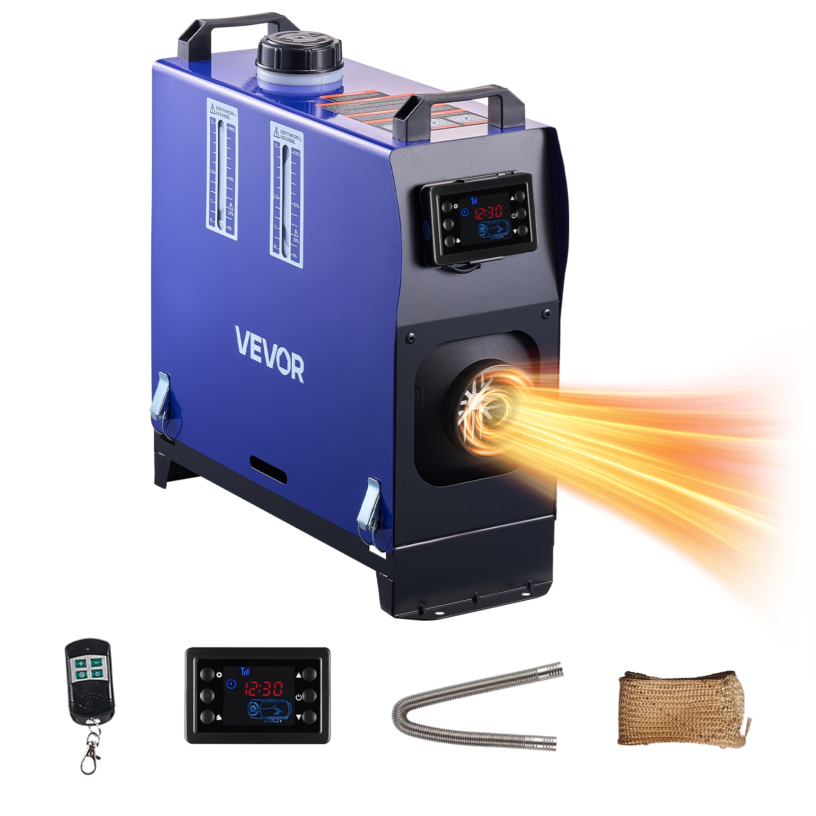 VEVOR Diesel Heater. 8KW. DC 12V/24V. All in One Portable Diesel Air Heater with Remote Control and LCD Screen. Fast Heating Low Noise. 1.3 Gal Fuel Tank for Vehicles. Vans. RVs. Campers. and Trucks
