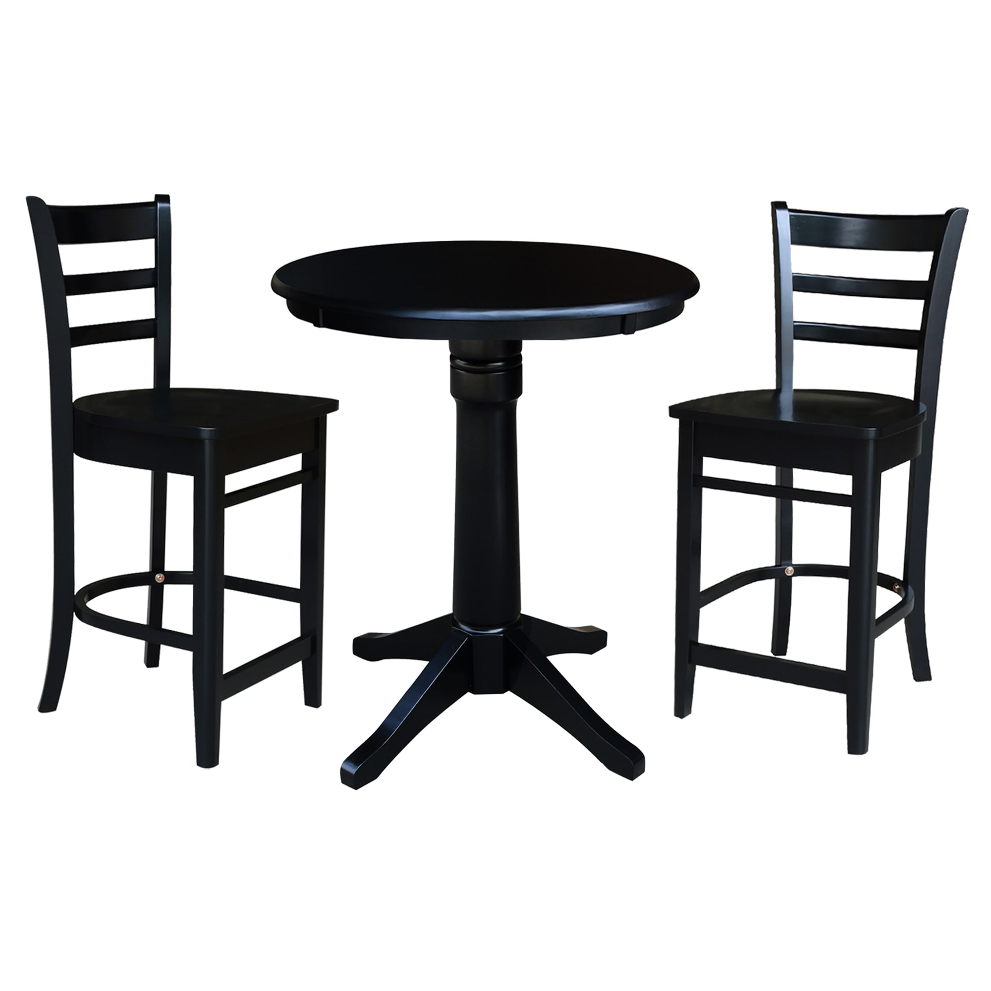 International Concepts K46-30RT-27B-S6172-2 Black Traditional Dining Room Set with Round Table (Seats 2)