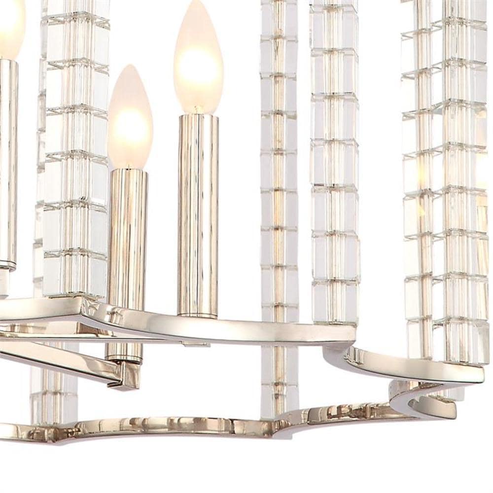 Elegant Carson Polished Nickel 6-Light Crystal Chandelier