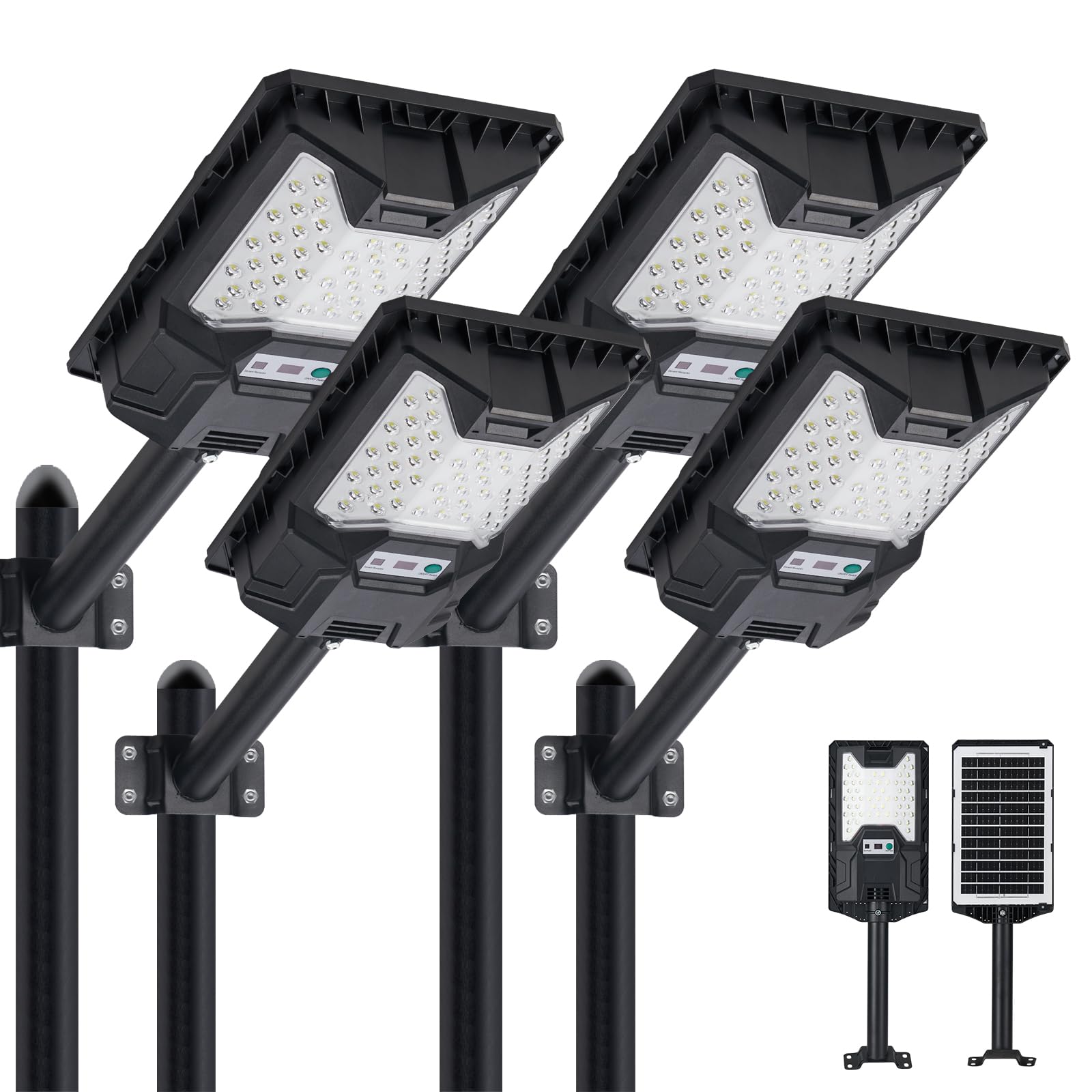 Aoibox  Solar Street Light Outdoor 20000 Lumens 6500K Waterproof Motion Sensor LED Fixture with Remote 4 Pack